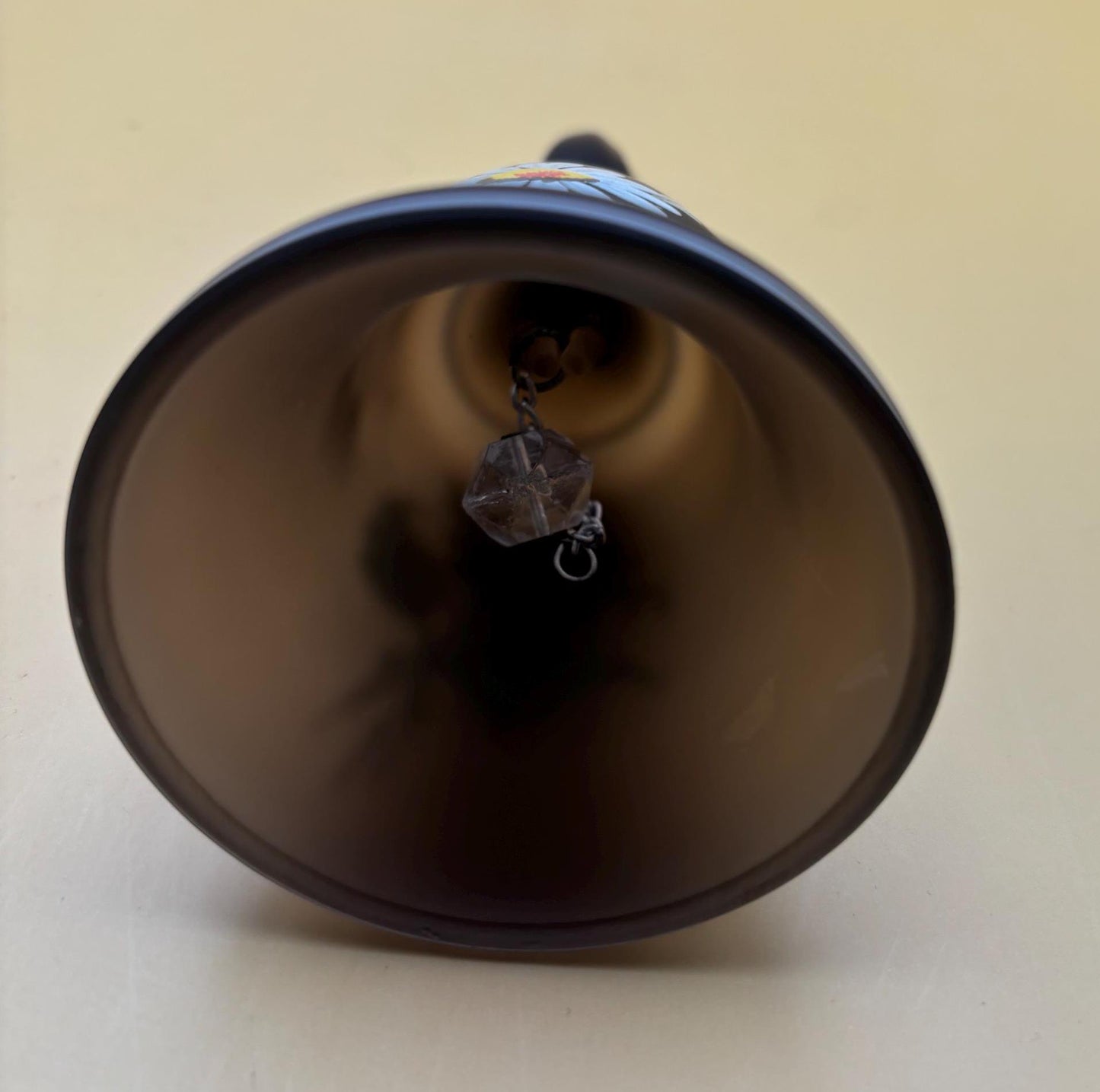Vintage Westmoreland Black Satin Glass Bell with Hand Painted Floral Design Lover Antiques and Vintage