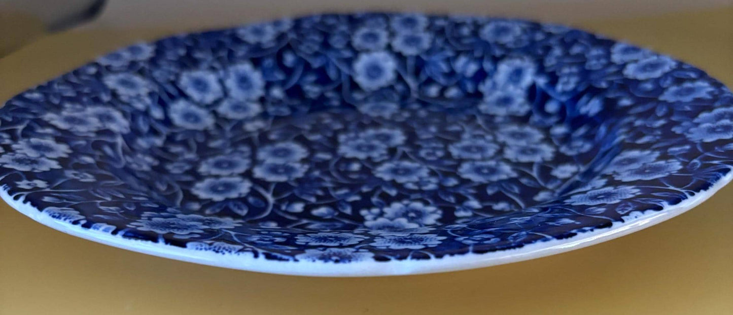 CALICO Blue and White Floral Saucer Plates Royal Crownford Ironstone England Blue and White Floral Transferware Lover Antiques