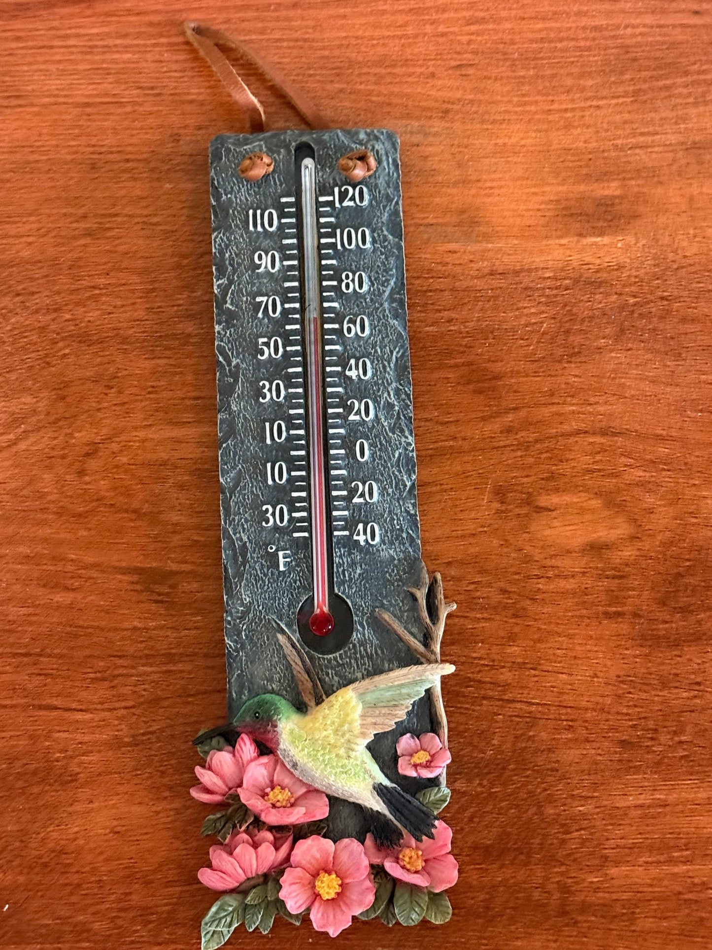 Vintage Hummingbird Thermometer Ceramic and Slate Very Nice Gift Lover Antiques and Vintage