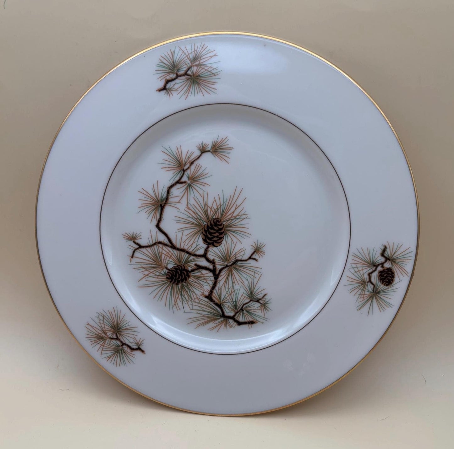 Vintage Lenox Pine Dinner Plate, Bone China, Pine Cones and Needles, Lover Antiques and Vintage