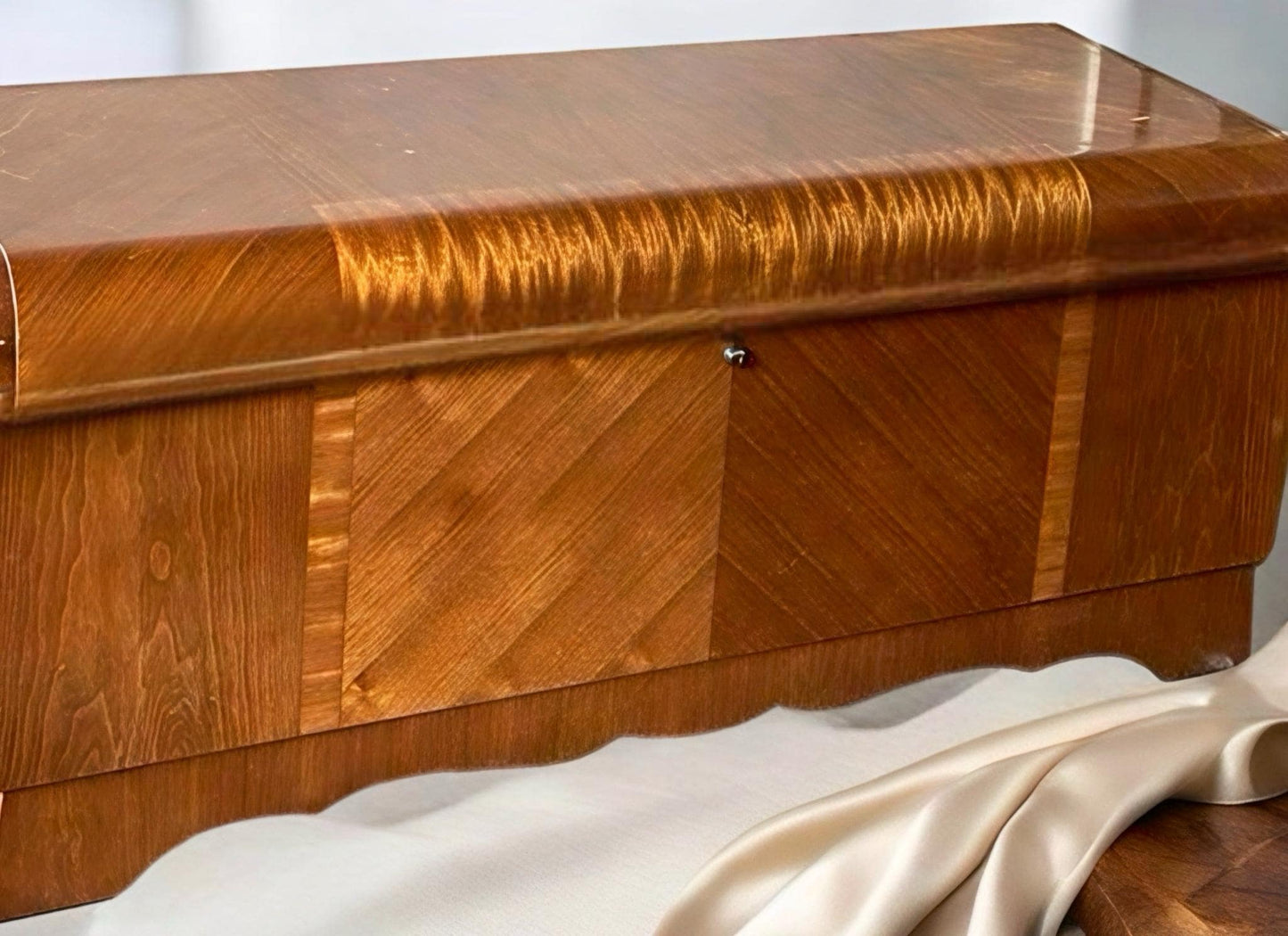 Vintage Art Deco Waterfall Hope Chest Cedar Chest Blanket Chest Lover Antiques and Vintage