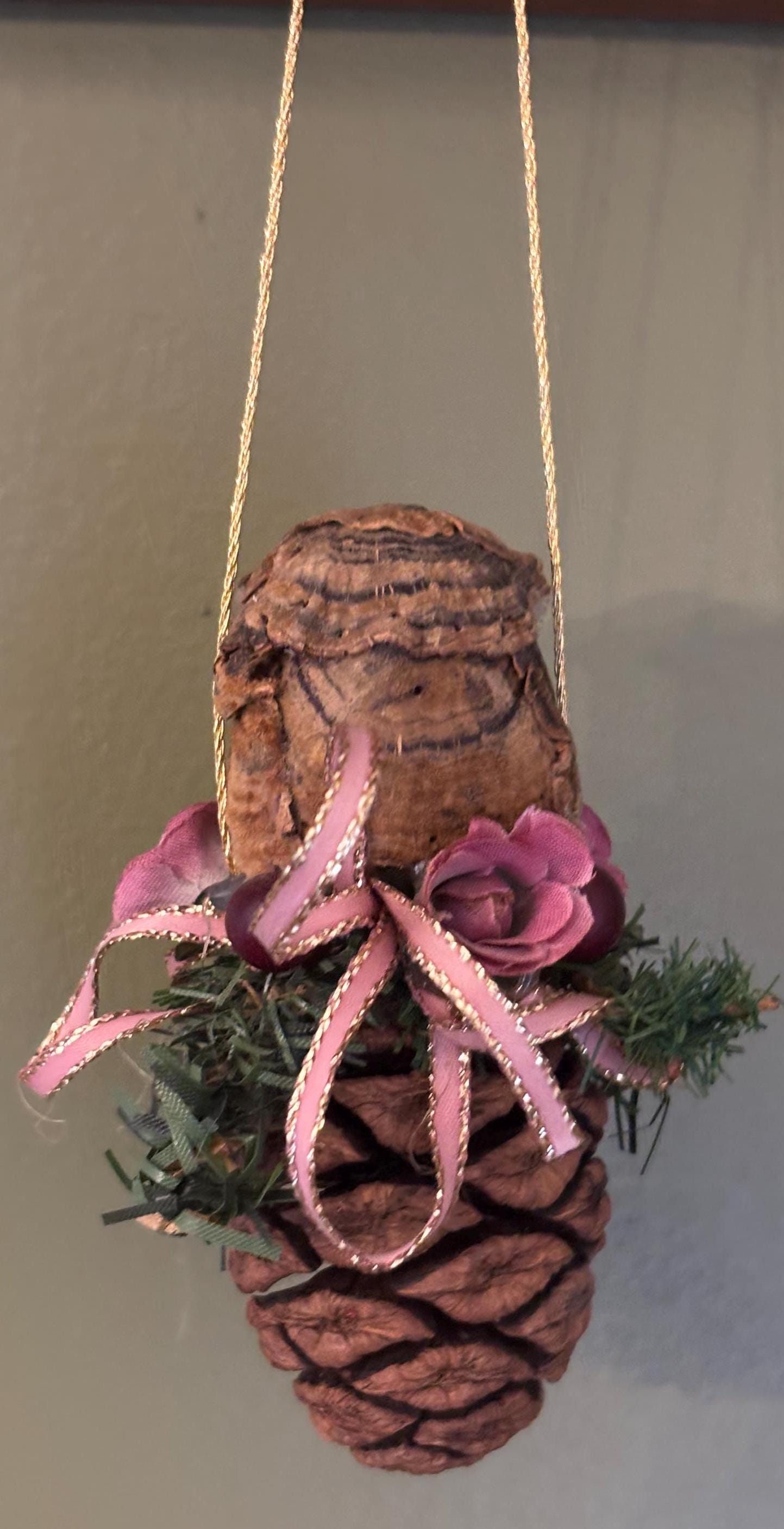 Vintage Owl in Pinecone Basket Ornament Gift For Her Lover Antiques and Vintage