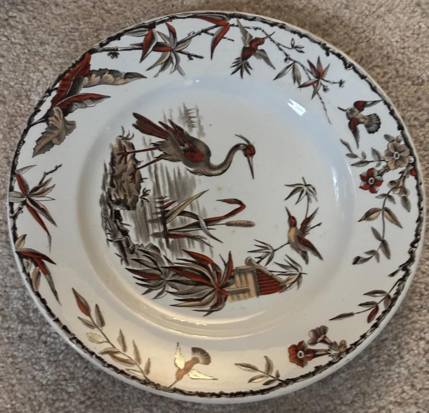 Antique Ridgeway Pottery INDUS Hand Painted Platter Flowers Large Dinner Plate RARE Lover Antiques and Vintage