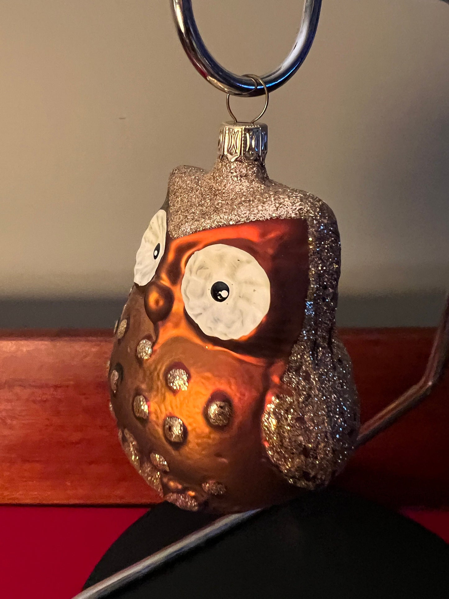 Vintage Hand Blown Glass Owl Ornament: Big Eyes, Made in Germany
