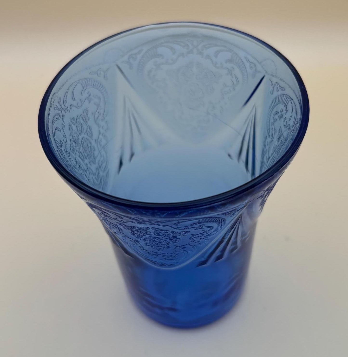 Vintage Cobalt Blue Lace Glass Tumbler Lover Antiques and Vintage