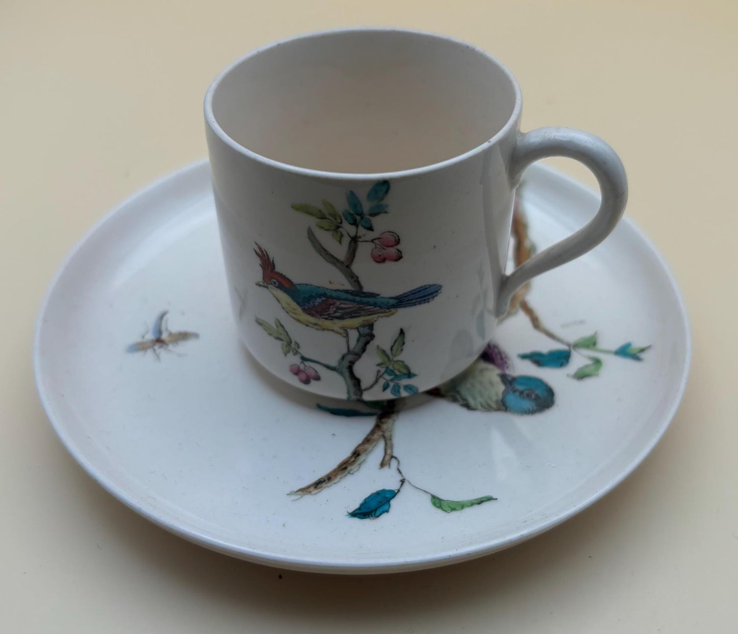 Antique Ridgeway Indus Porcelain Tea Cup and Saucer Blue Bird RARE Lover Antiques and Vintage