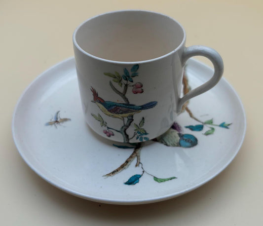 Antique Ridgeway Indus Porcelain Tea Cup and Saucer Blue Bird RARE Lover Antiques and Vintage