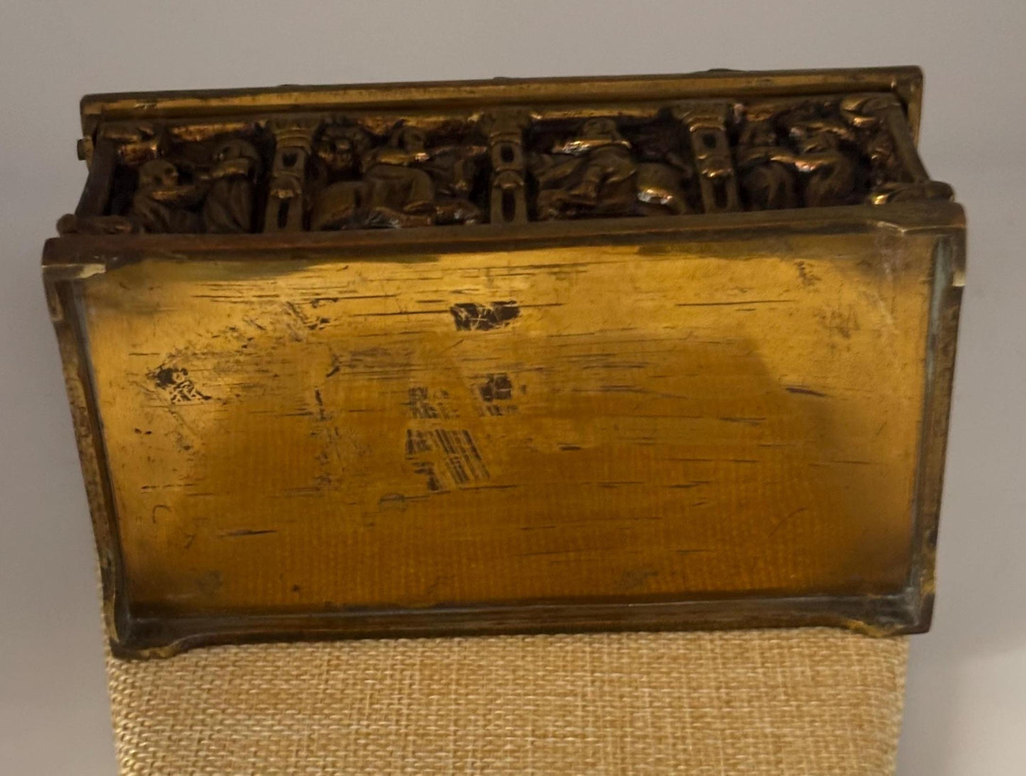 Antique Gothic Bronze Trinket Box Casket Jewelry Box Vintage Relic Collectible
