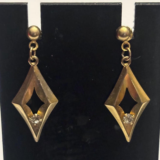 Vintage Diamond Shaped Gold Earrings, Lover Antiques and Vintage