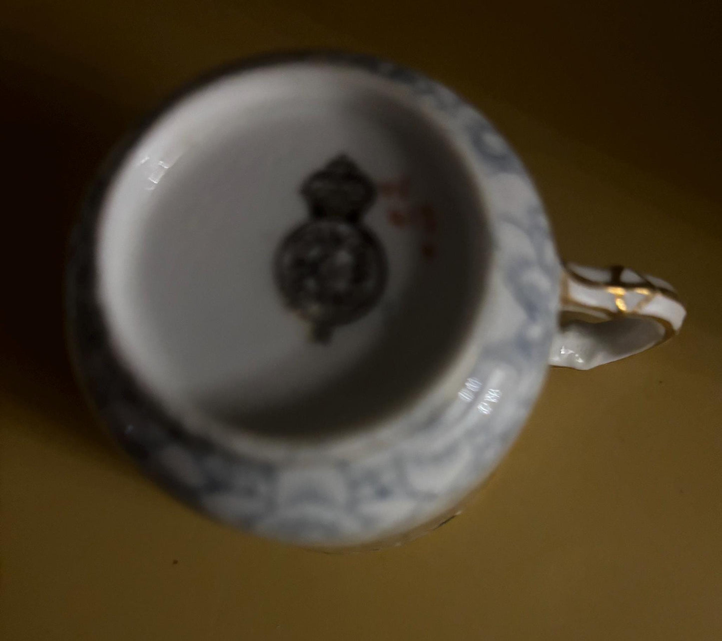 Vintage Royal Worcester Porcelain Tea Cup and Saucer with Gold Gilding Brown and Blue Flowers Lover Antiques and Vintage