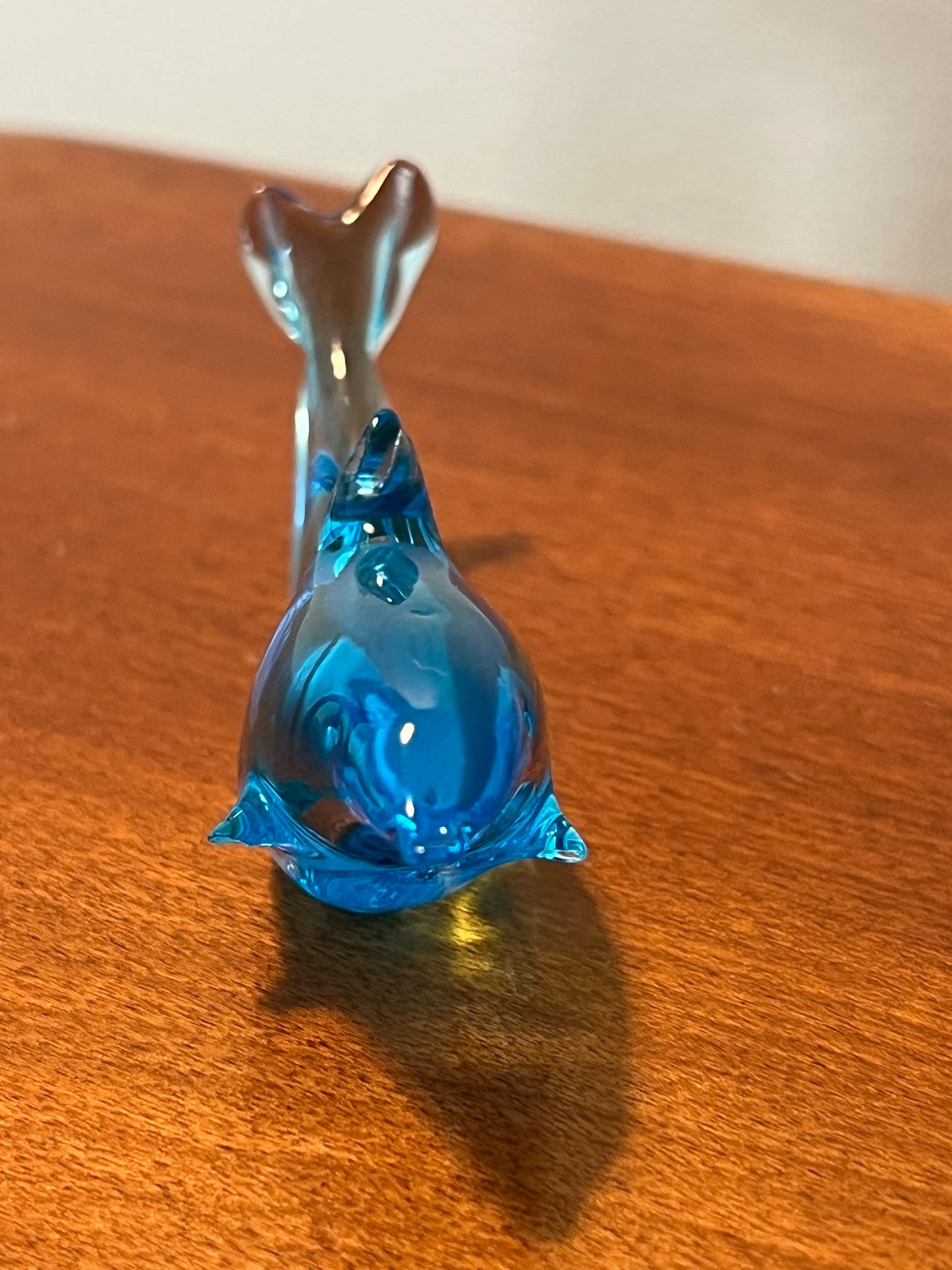 Vintage Blue Glass Dolphin Figurine: Art Glass Animal