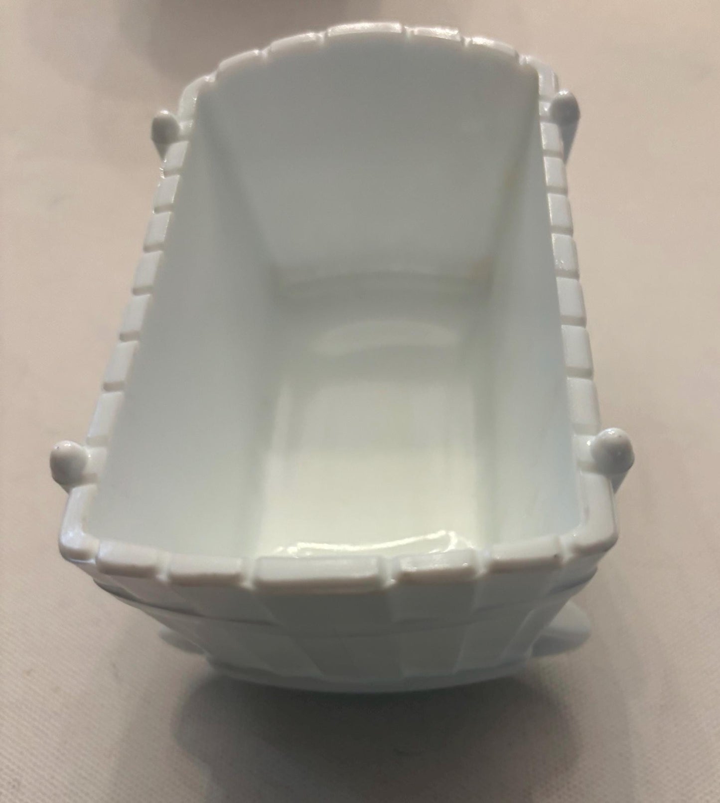 Vintage Indiana White Milk Glass Rocking Baby Crib Bassinet Glass Cradle Lover Antiques and Vintage