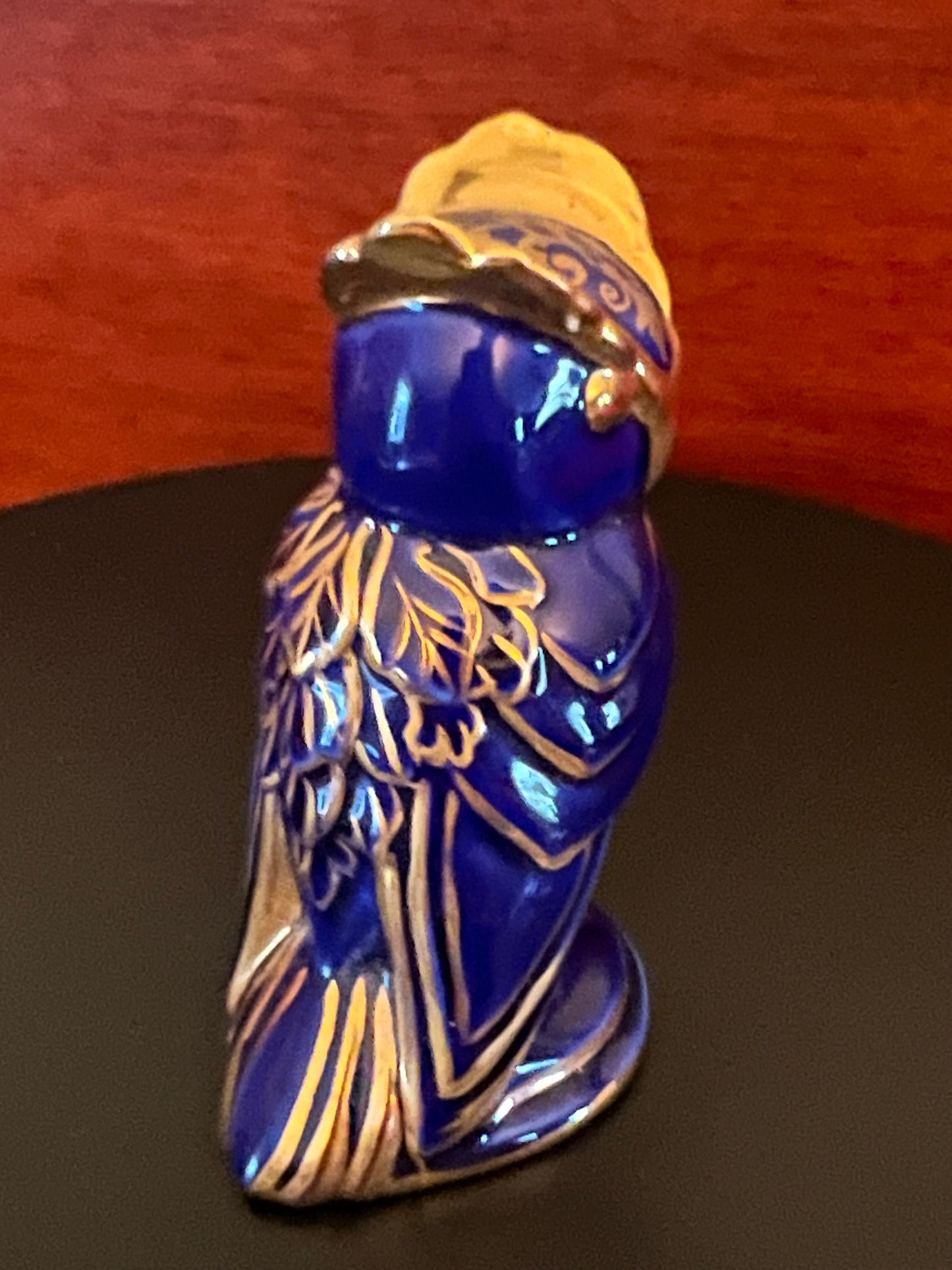 Vintage Cobalt Blue Owl Figurine: House of Faberge, Franklin Mint