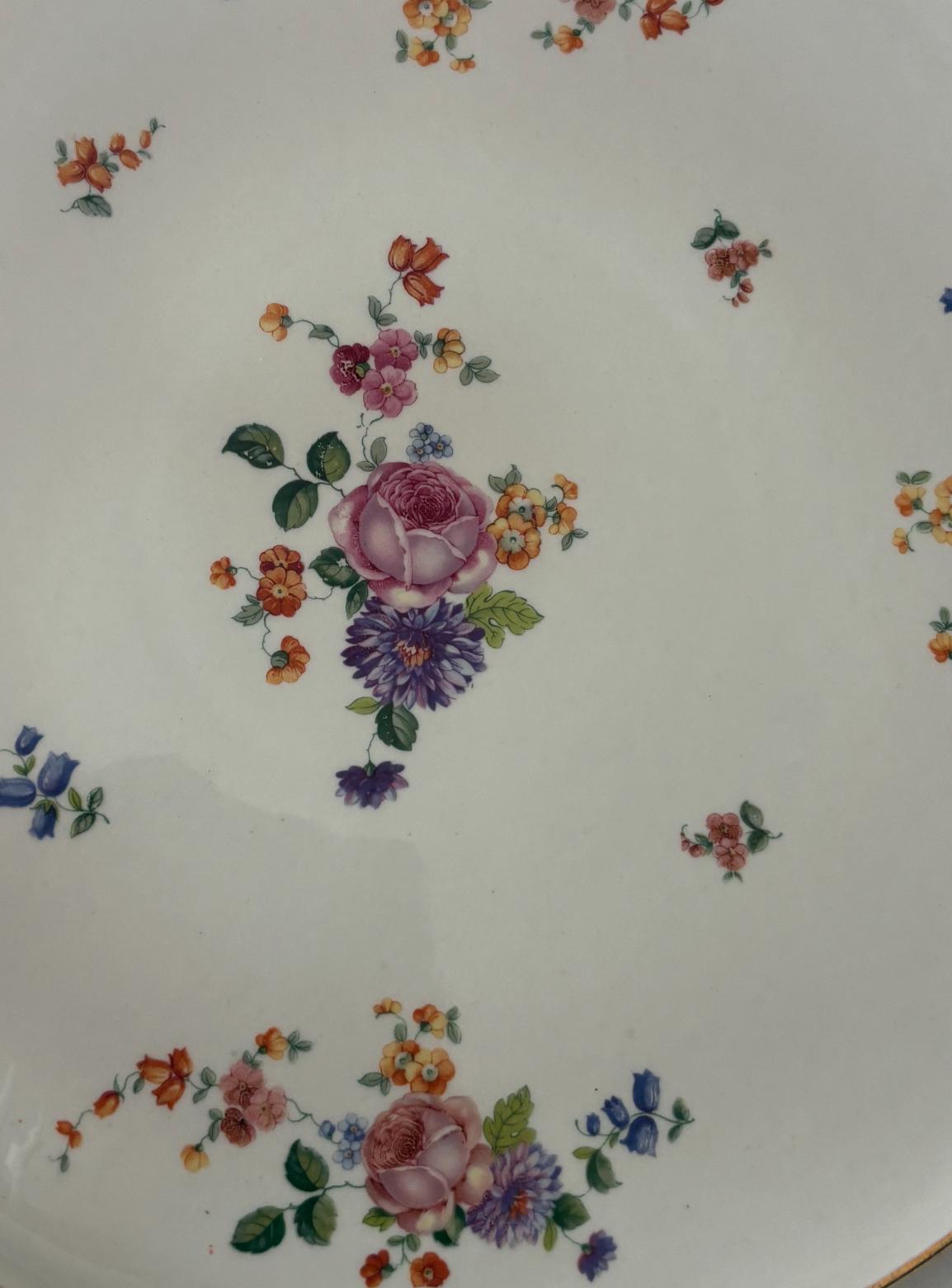 Vintage Czechoslovakia Floral Plate: Purple Flower Design, 11.5" Czech Platter