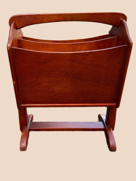 Vintage Maple Wood Magazine Rack Mag Stand Rustic Lake House Furniture