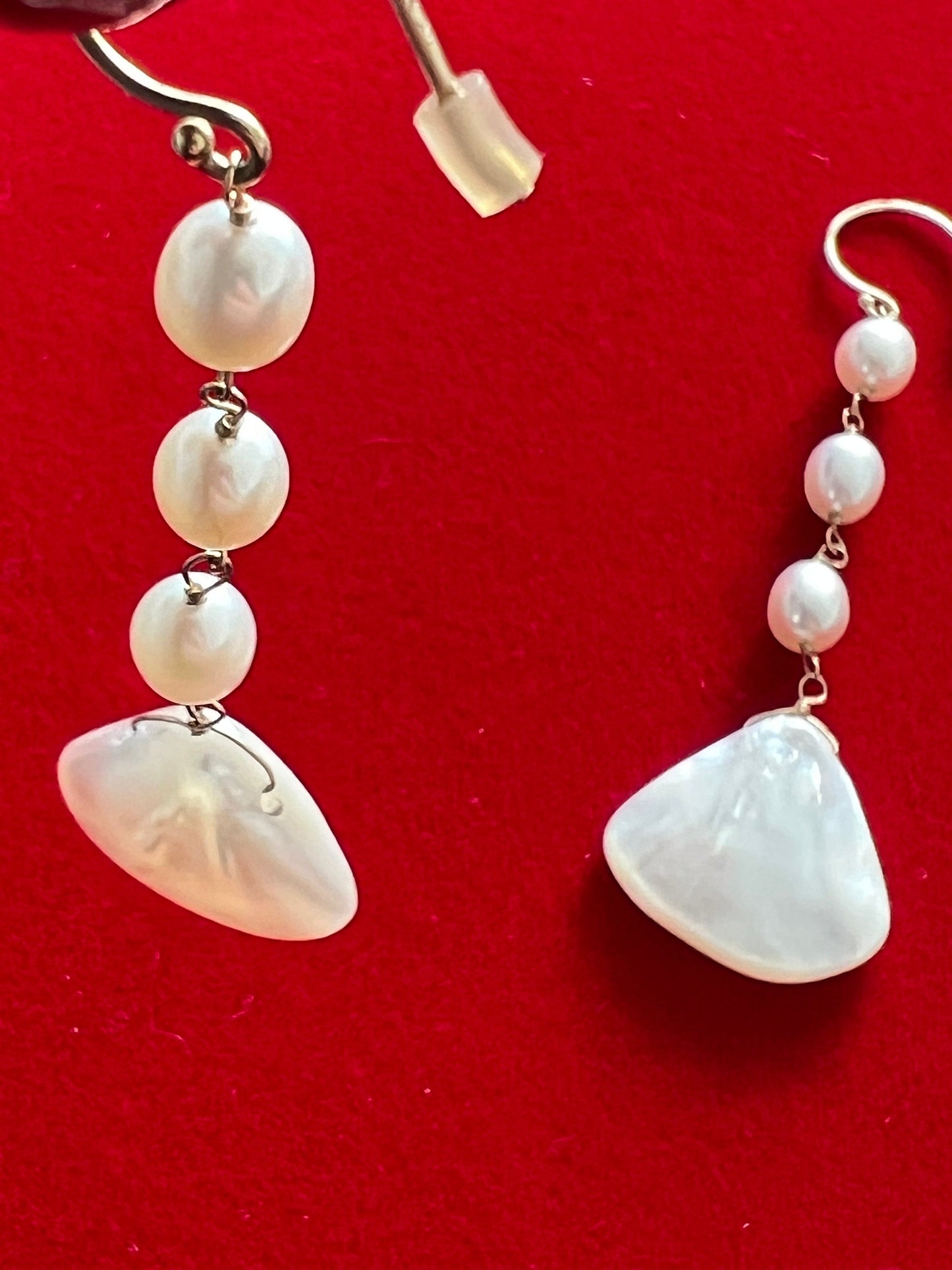 Vintage Mother of Pearl Drop Earrings: Opalescent Shell Jewelry