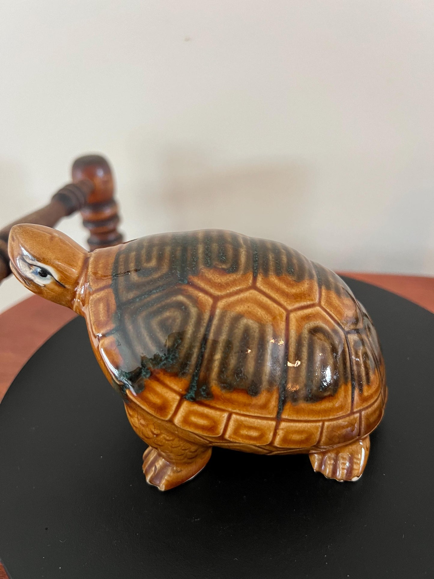 Vintage Brown Ceramic Turtle Figurine - Made in Japan