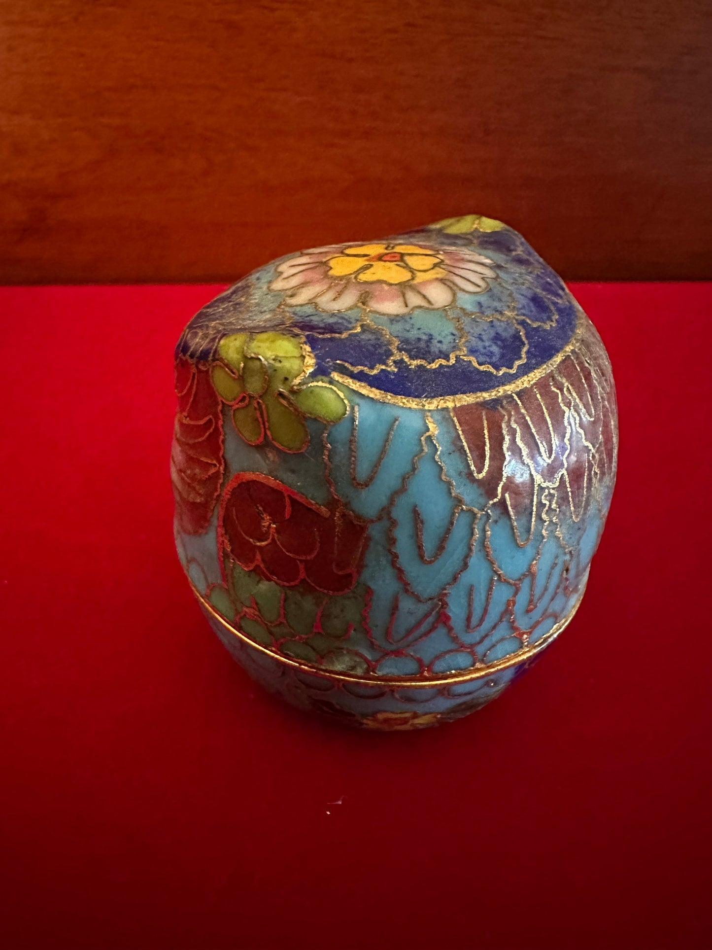 Vintage Cloisonné Enamel Owl Trinket Box: Cobalt Blue & Brass
