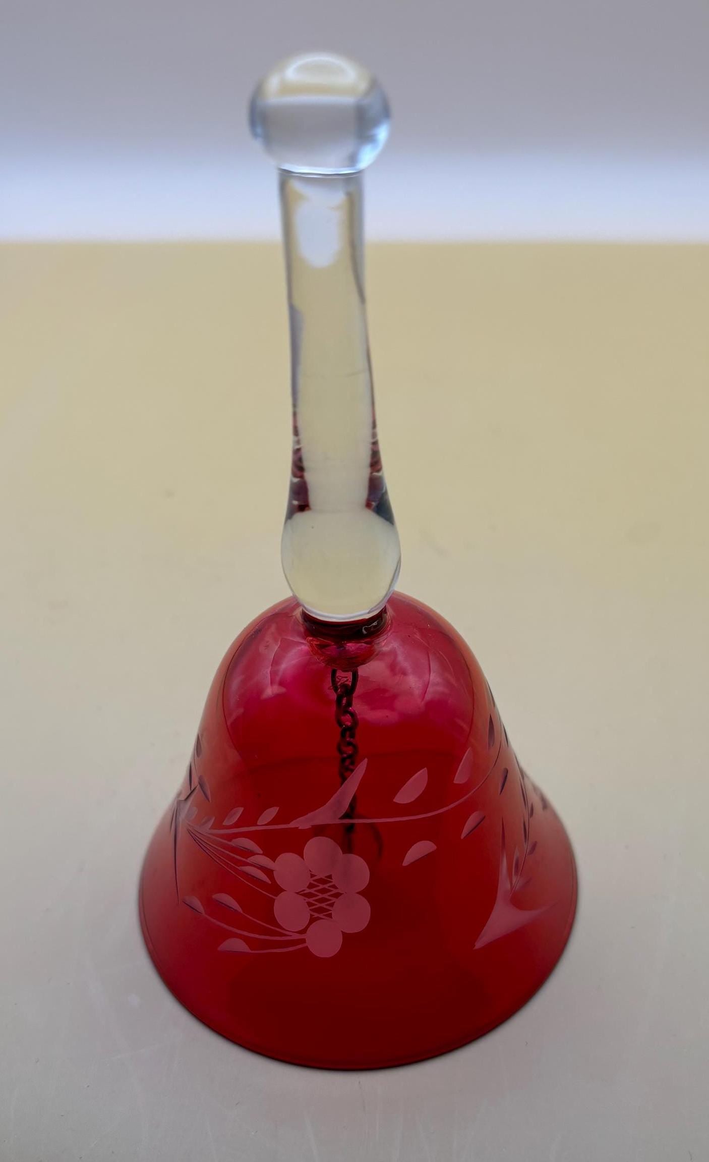 Vintage Cranberry Crystal Glass Bell Pink Glass Art Lover Antiques and Vintage