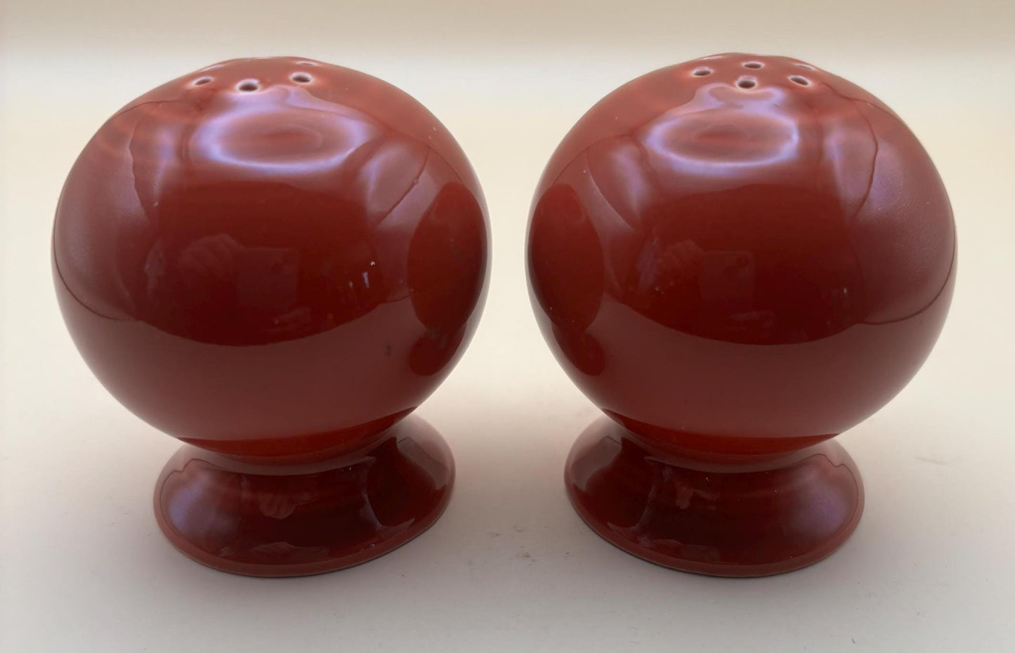 Vintage Fiesta Ball Salt & Pepper Shakers in Burgundy Lover Antiques and Vintage