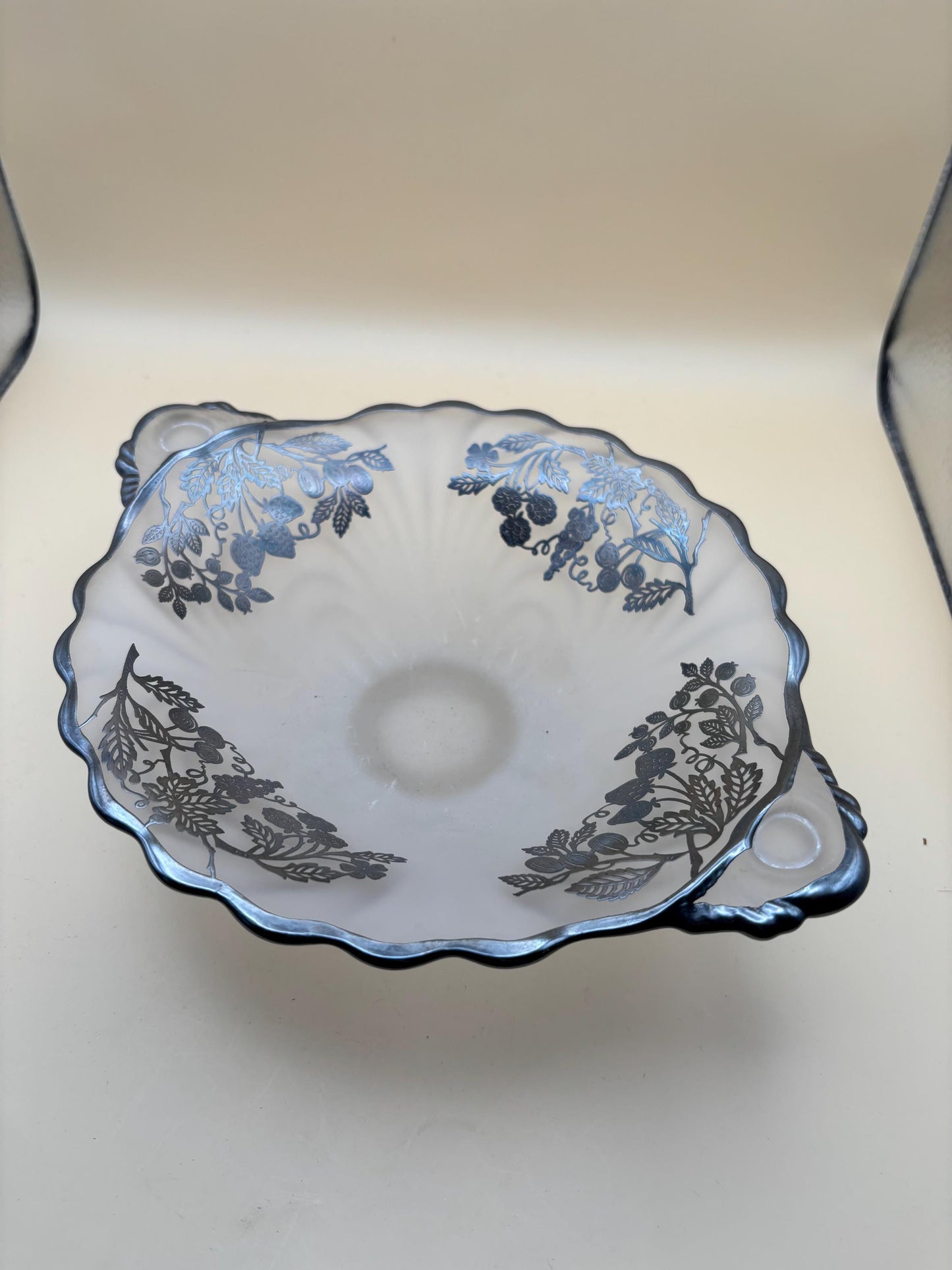 Vintage Silver on Crystal Large Serving Plate Platter Three Footed By Silver City Lover Antiques and Vintage