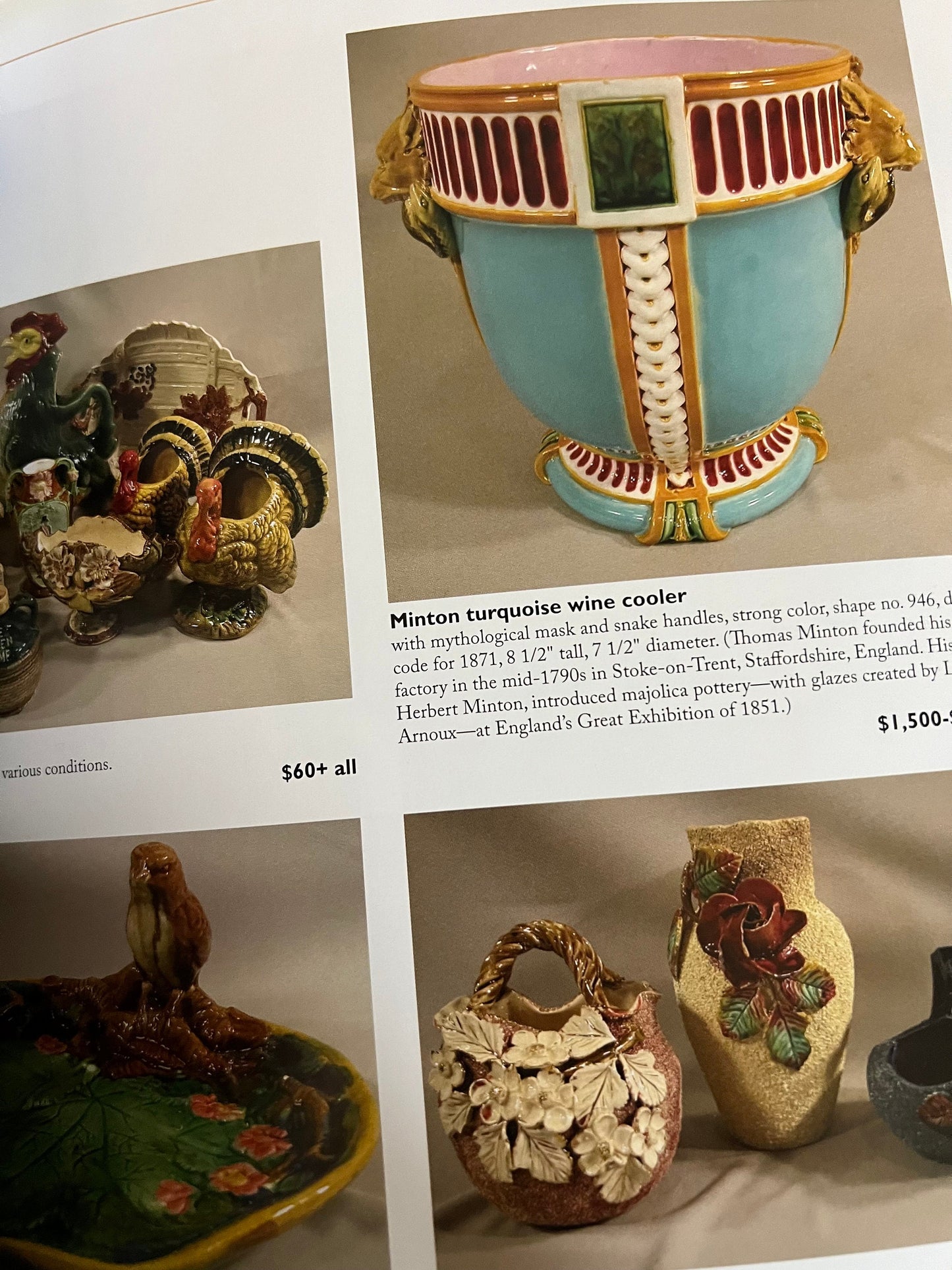 Warman’s Majolica Book, Ceramics Book, Wedgwood, George Jones, Holdcraft, Identification & Values Price Guide, Lover Antiques and Vintage