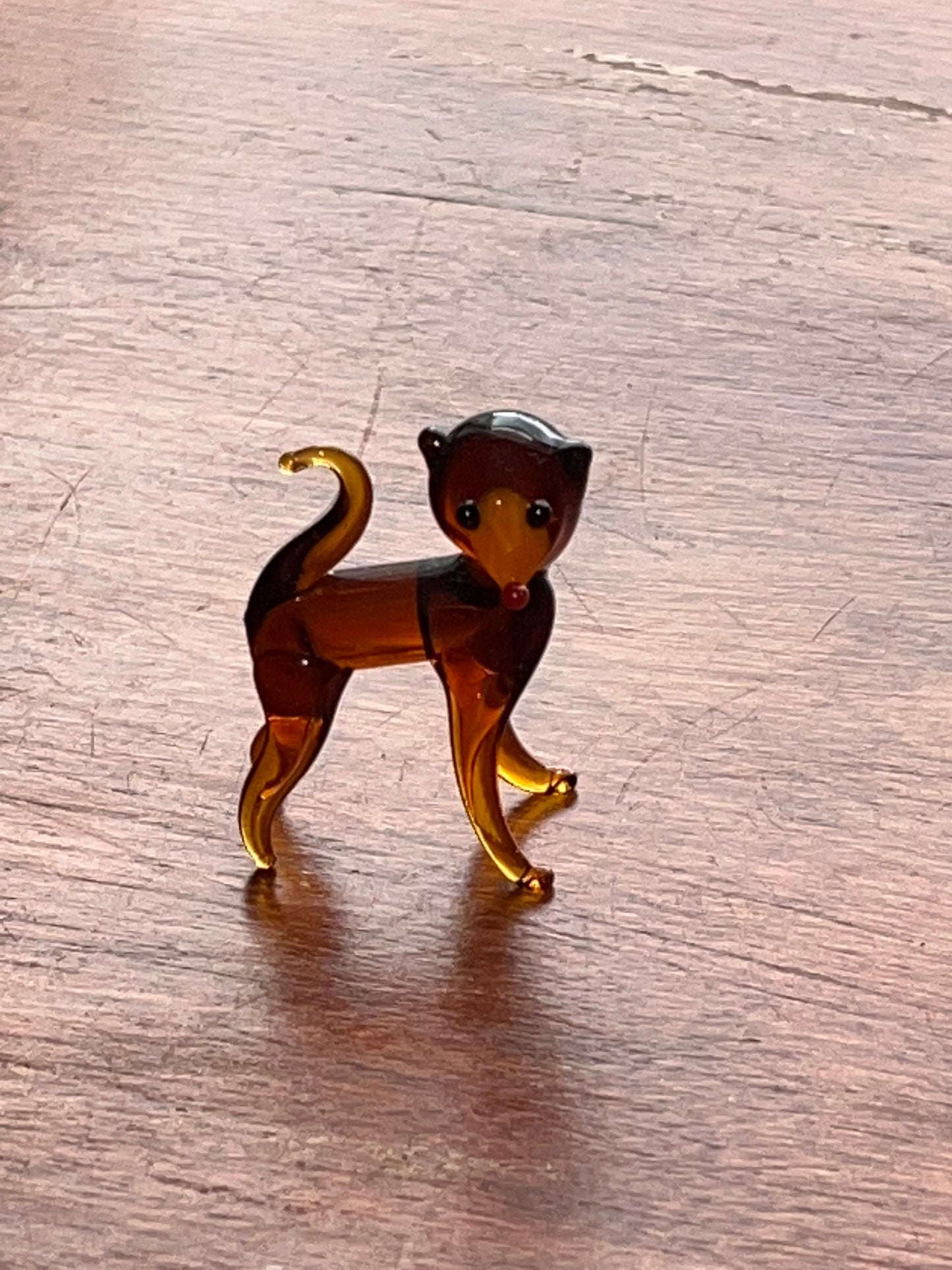Vintage Amber Hand Blown Glass Monkey Art Glass Amber Glass Animals Lover Antiques and Vintage