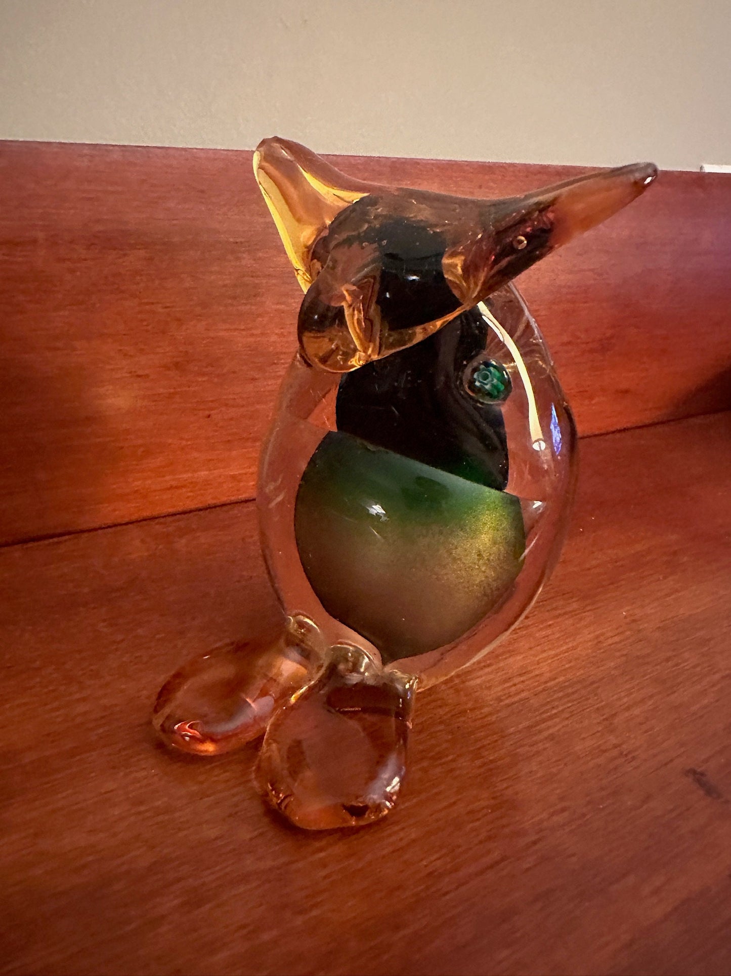 Vintage Murano Glass Owl, made with 24k Gold, Murano Glass Art, Lover Antiques and Vintage