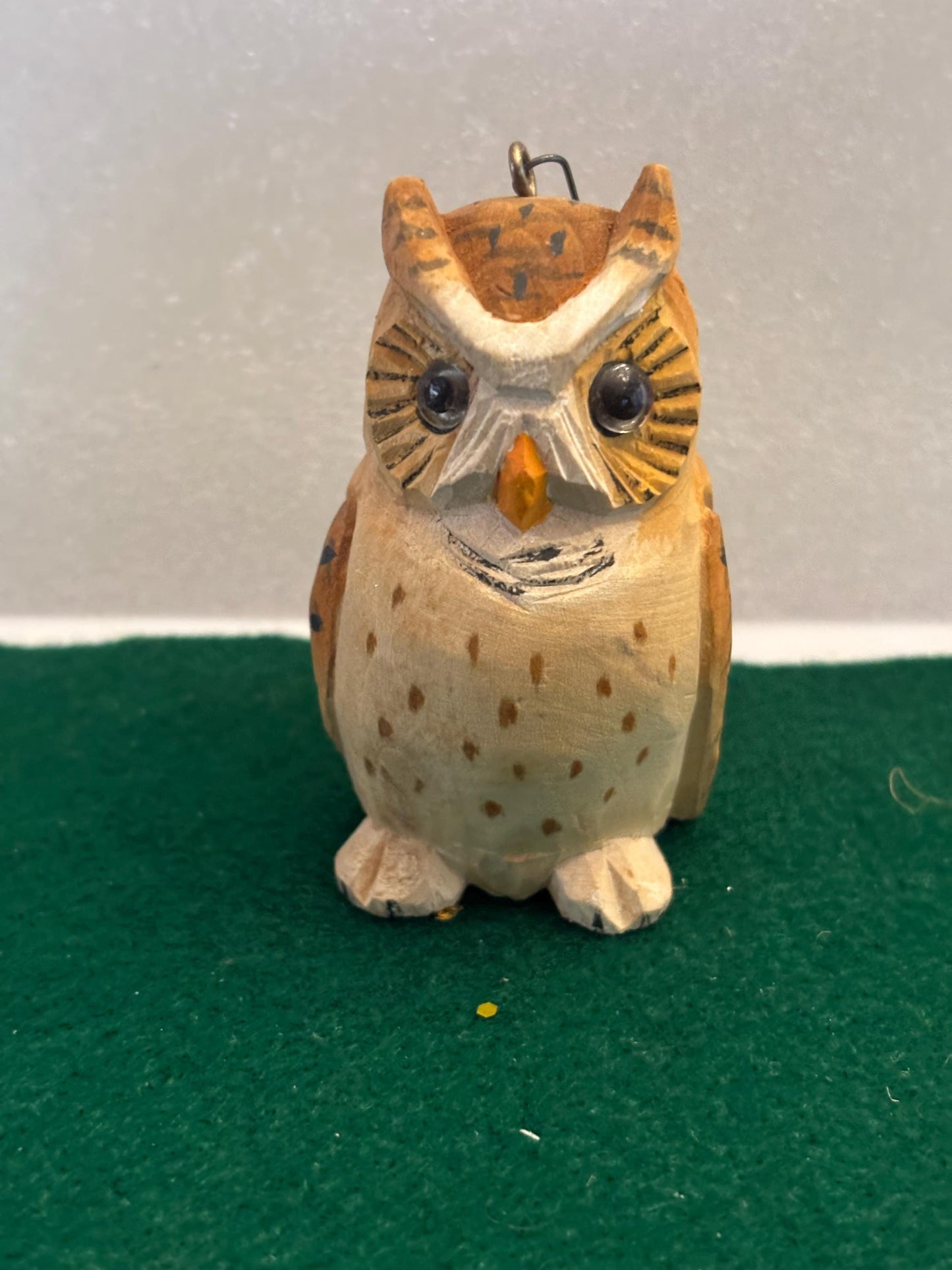 Vintage Hand Carved and Hand Painted Owl Figurine Ornament Lover Antiques and Vintage