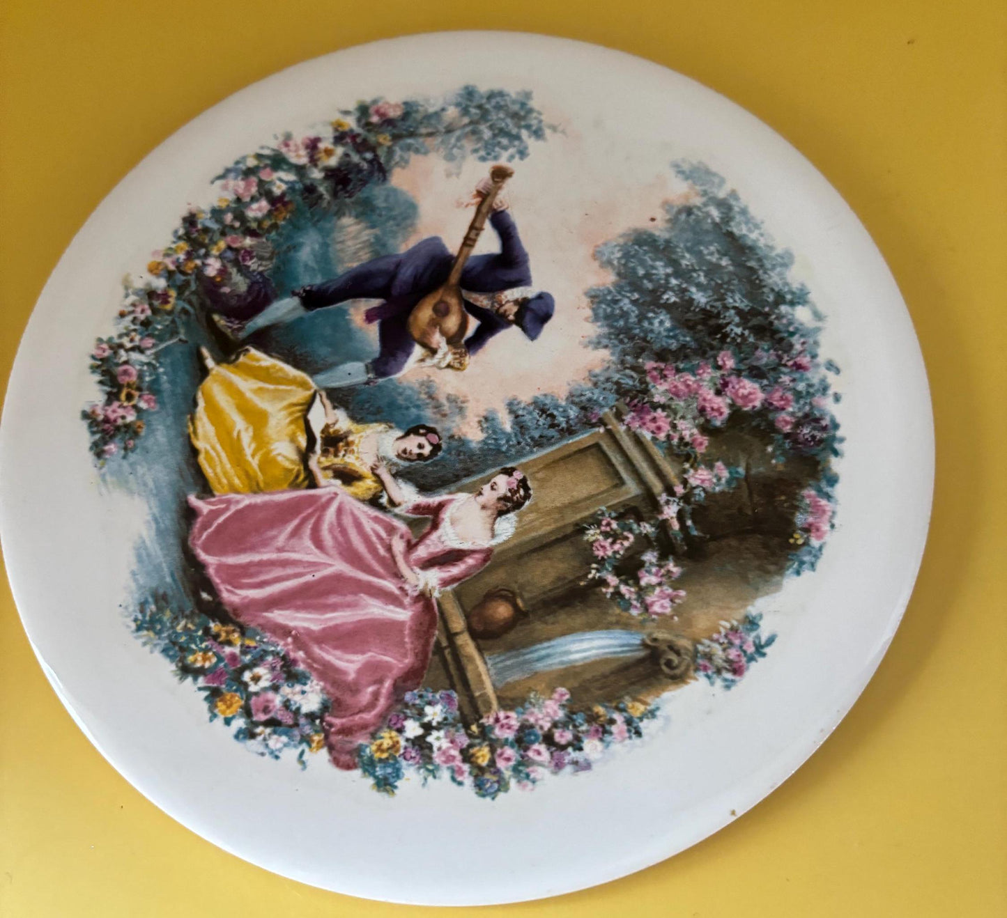 Vintage H & R Johnson England Porcelain Trivet or Wall Hanging Lover Antiques and Vintage
