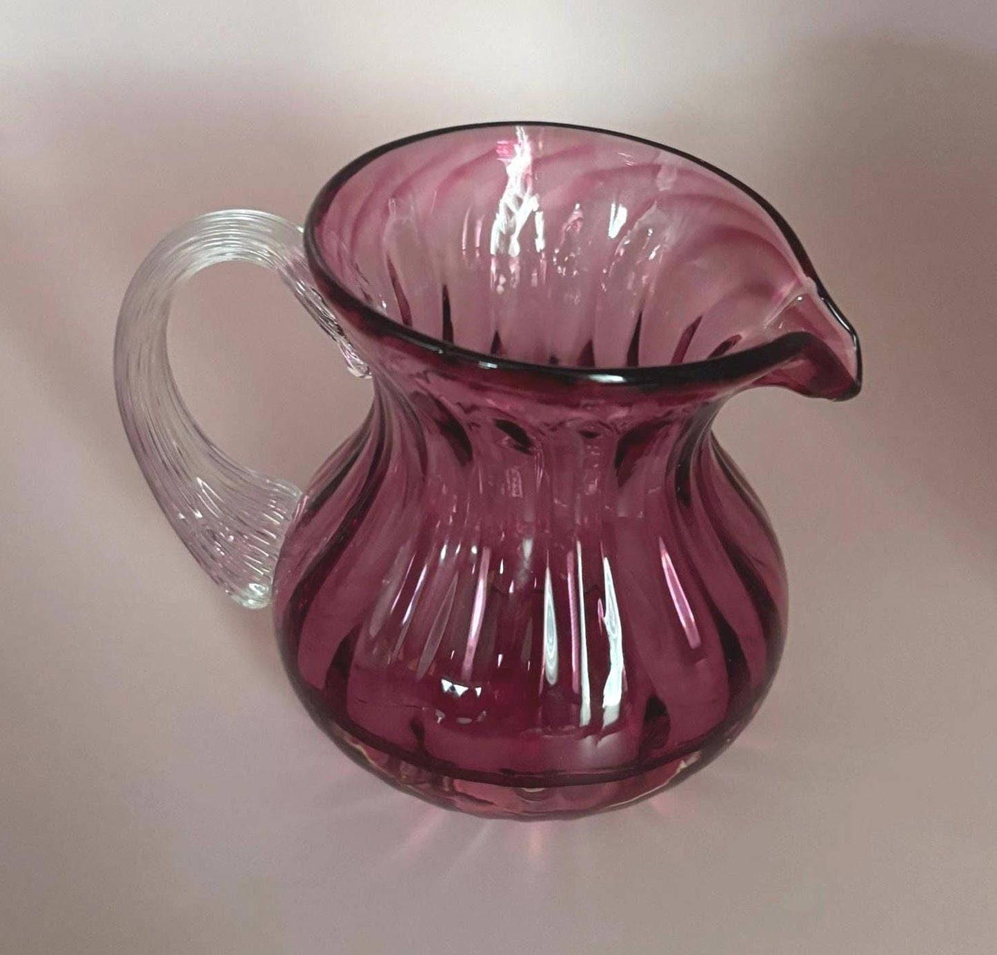 Vintage Fenton Cranberry Glass Mini Pitcher Pink Rose Vase Art Glass Lover Antiques and Vintage