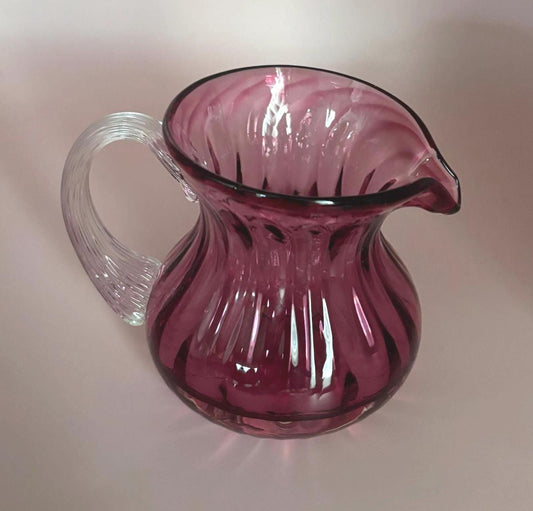 Vintage Fenton Cranberry Glass Mini Pitcher Pink Rose Vase Art Glass Lover Antiques and Vintage