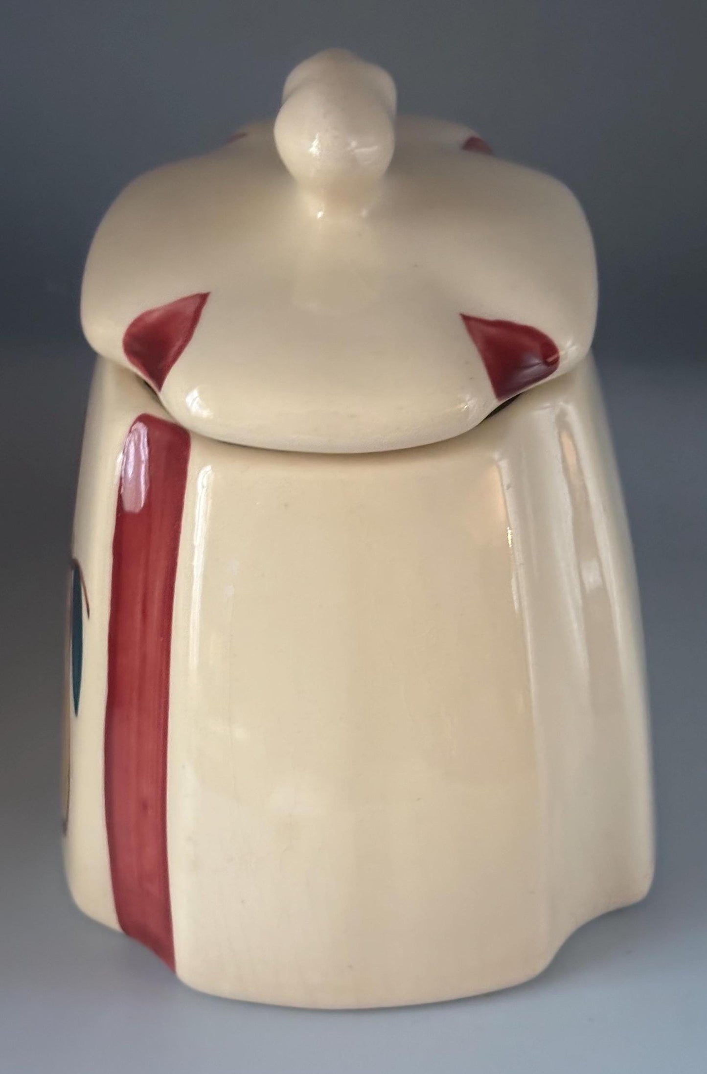 Purinton Pottery Canister Jar with Apple Pear Design, Drip Jar & Lid, Hand Painted Slipware Design