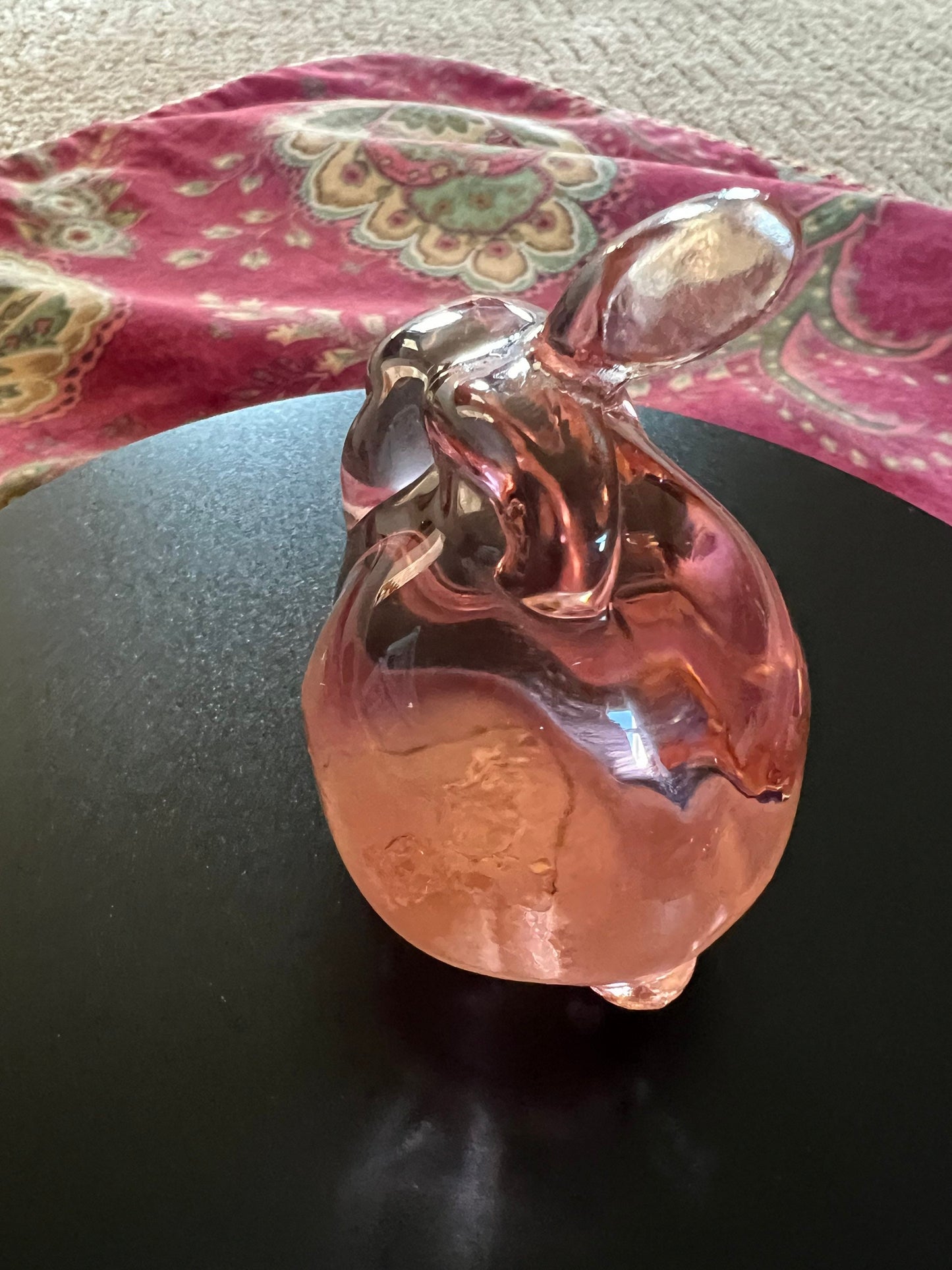 Vintage Fenton Glass Pink  Rabbit Cranberry Bunny Glass Art Lover Antiques and Vintage