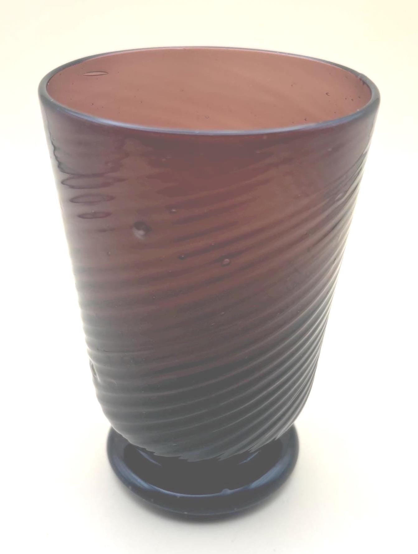 Hand Blown Amethyst Glass Pretty Purple Mid Century Glassware Glass Art Vase