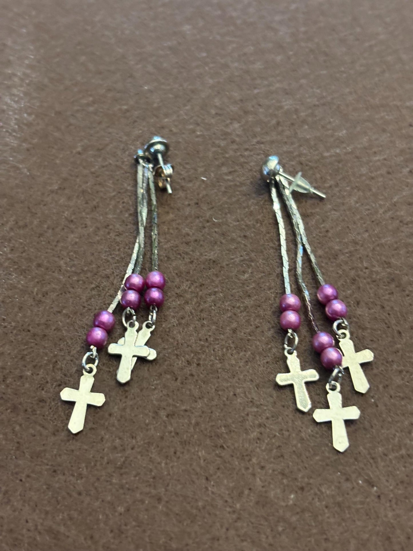 Vintage 3 Cross Sterling Silver Dangle Earrings, Lover Antiques and Vintage