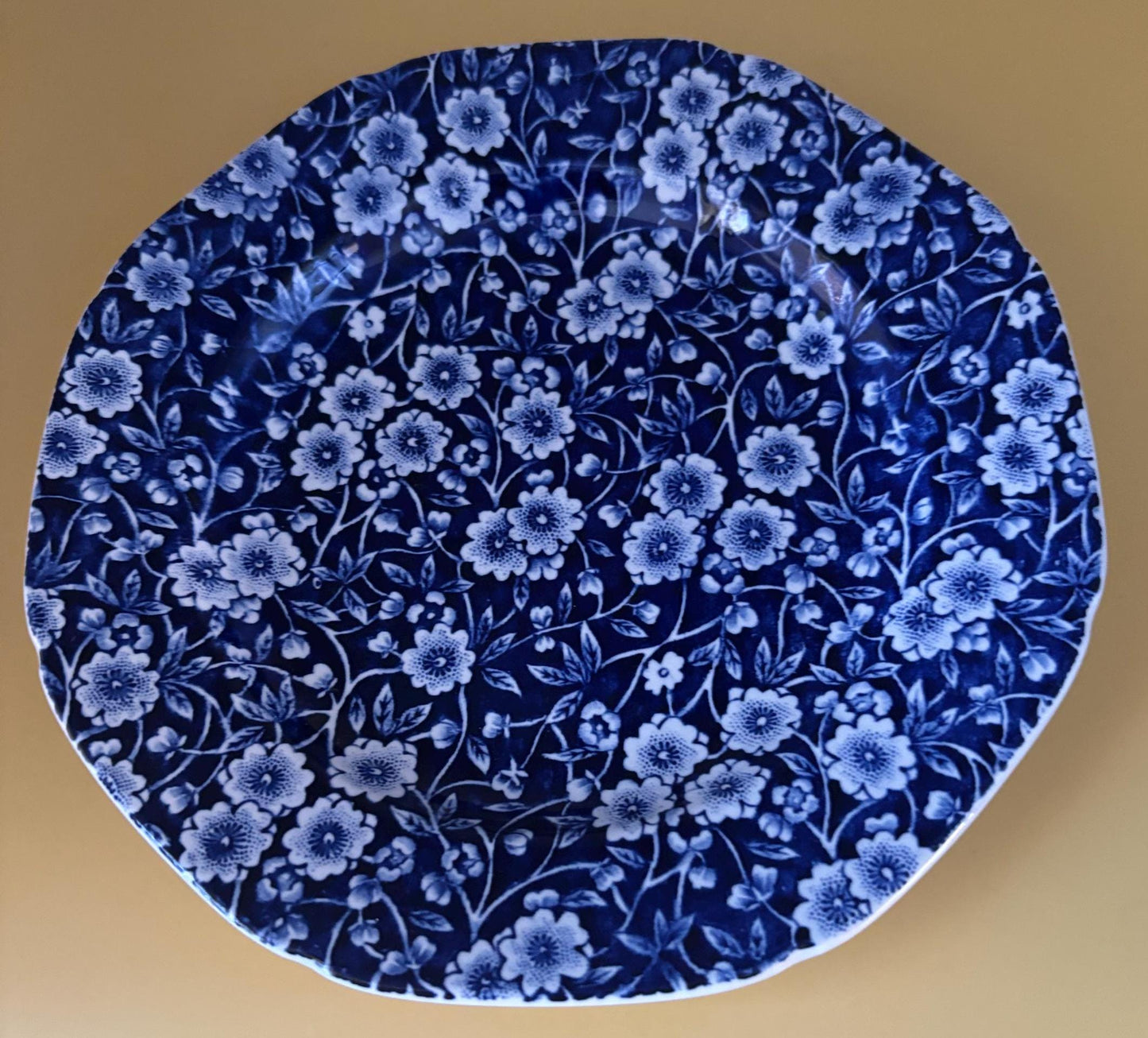 Vintage CALICO Blue Flower Dessert Plates Royal Crownford Ironstone England Blue and White Floral Transferware Lover Antiques