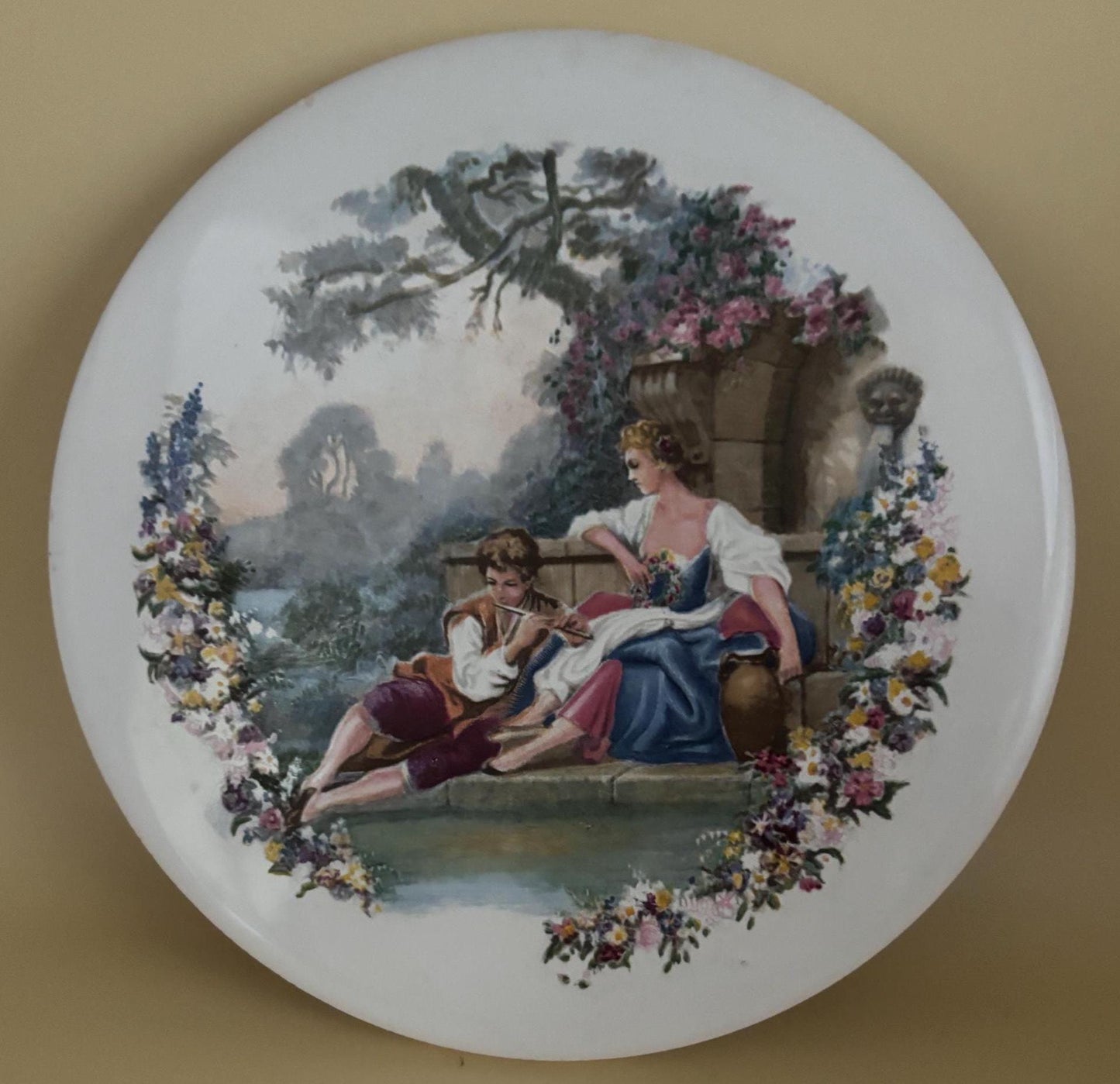 Vintage H & R Johnson England Porcelain Trivet or Wall Hanging Lover Antiques and Vintage