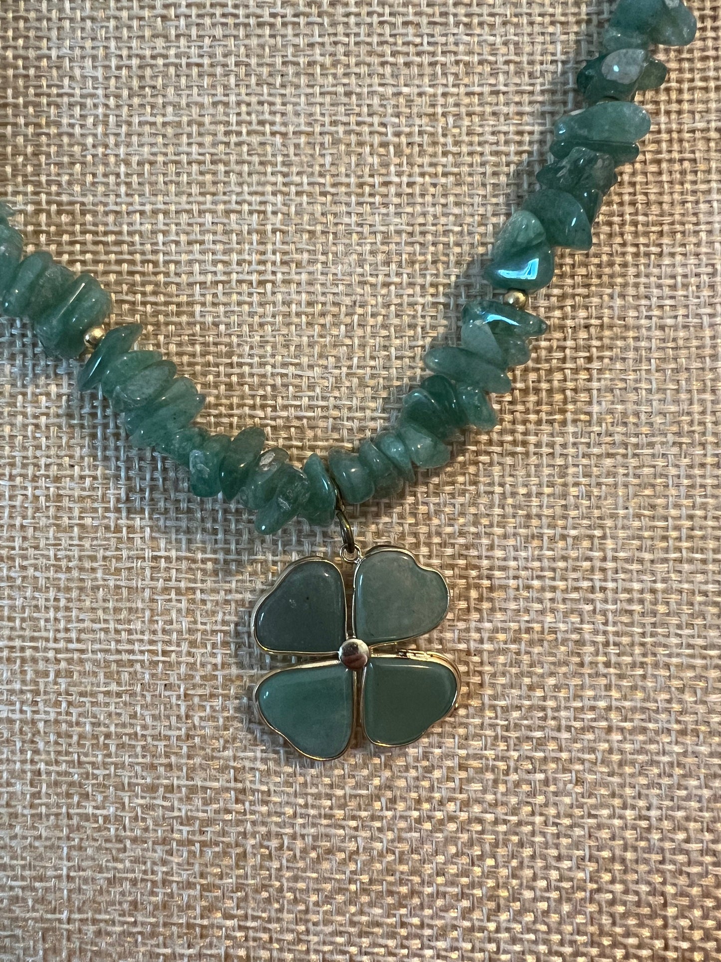 Vintage Jade Necklace: Heart Clover Pendant, 20" Jadeite Jewelry