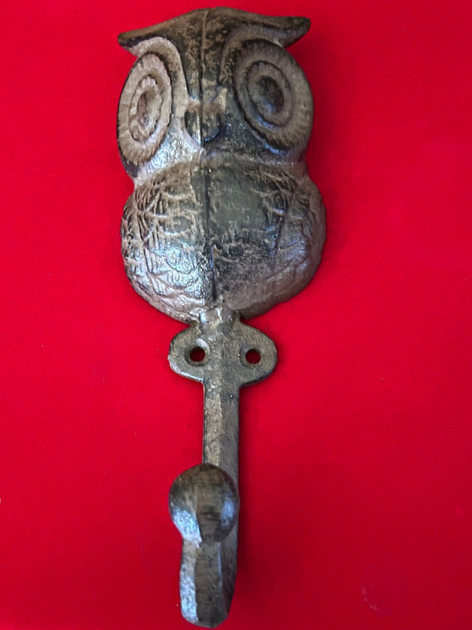 Vintage Owl Cast Iron Single Hook Coat Hanger, Owl Wall Rack, Lover Antiques and Vintage