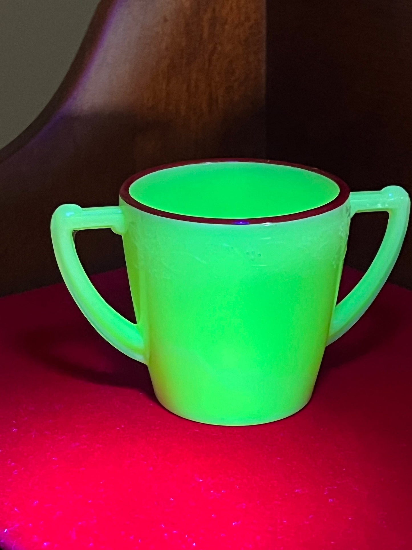 Vintage McKee Uranium Glass Creamer: Laurel Red Trim Tea Set