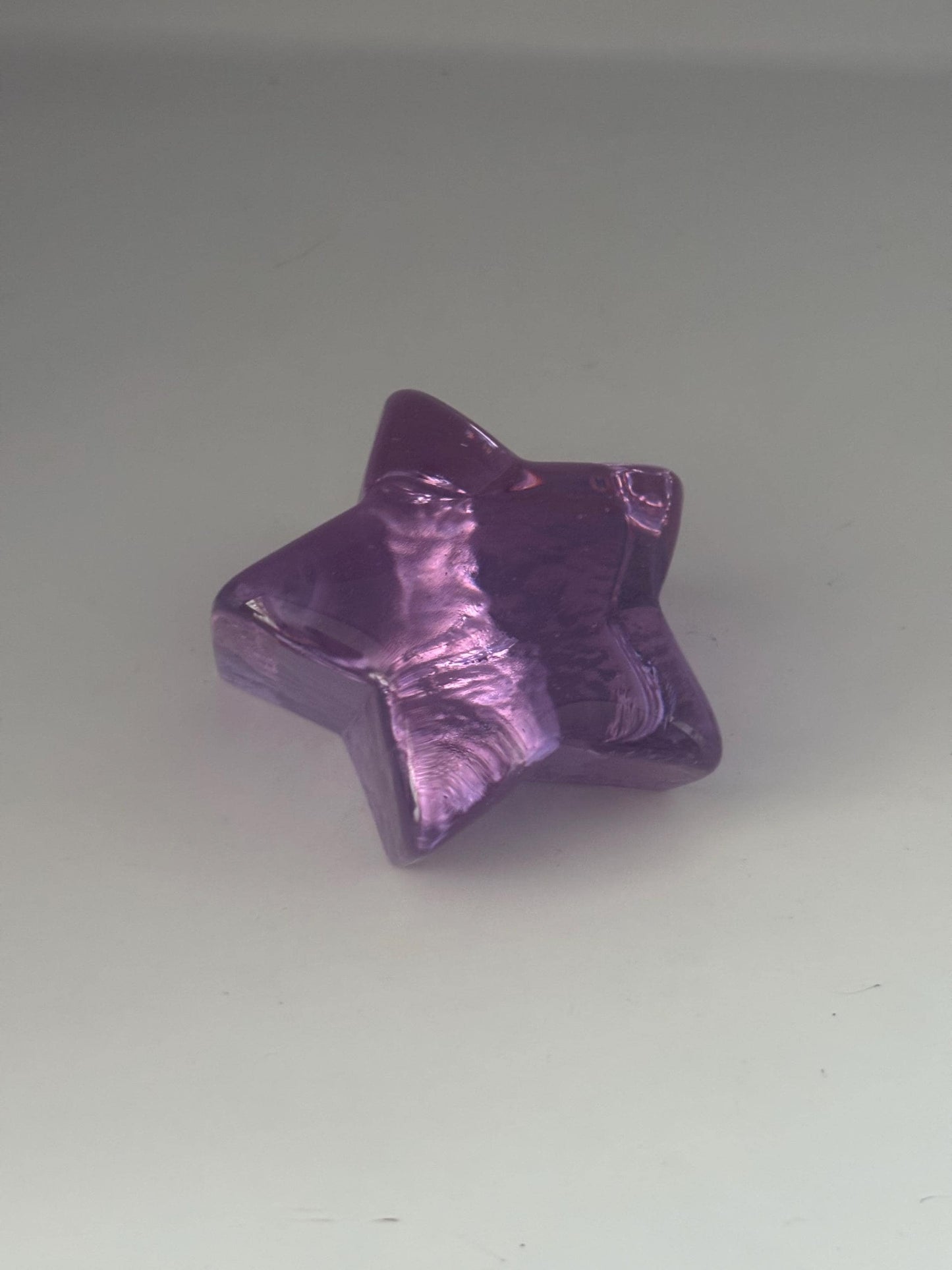 Fire and Light Recycled Lavender Glass Alexandrite Star Paperweight Neodymium Collectible