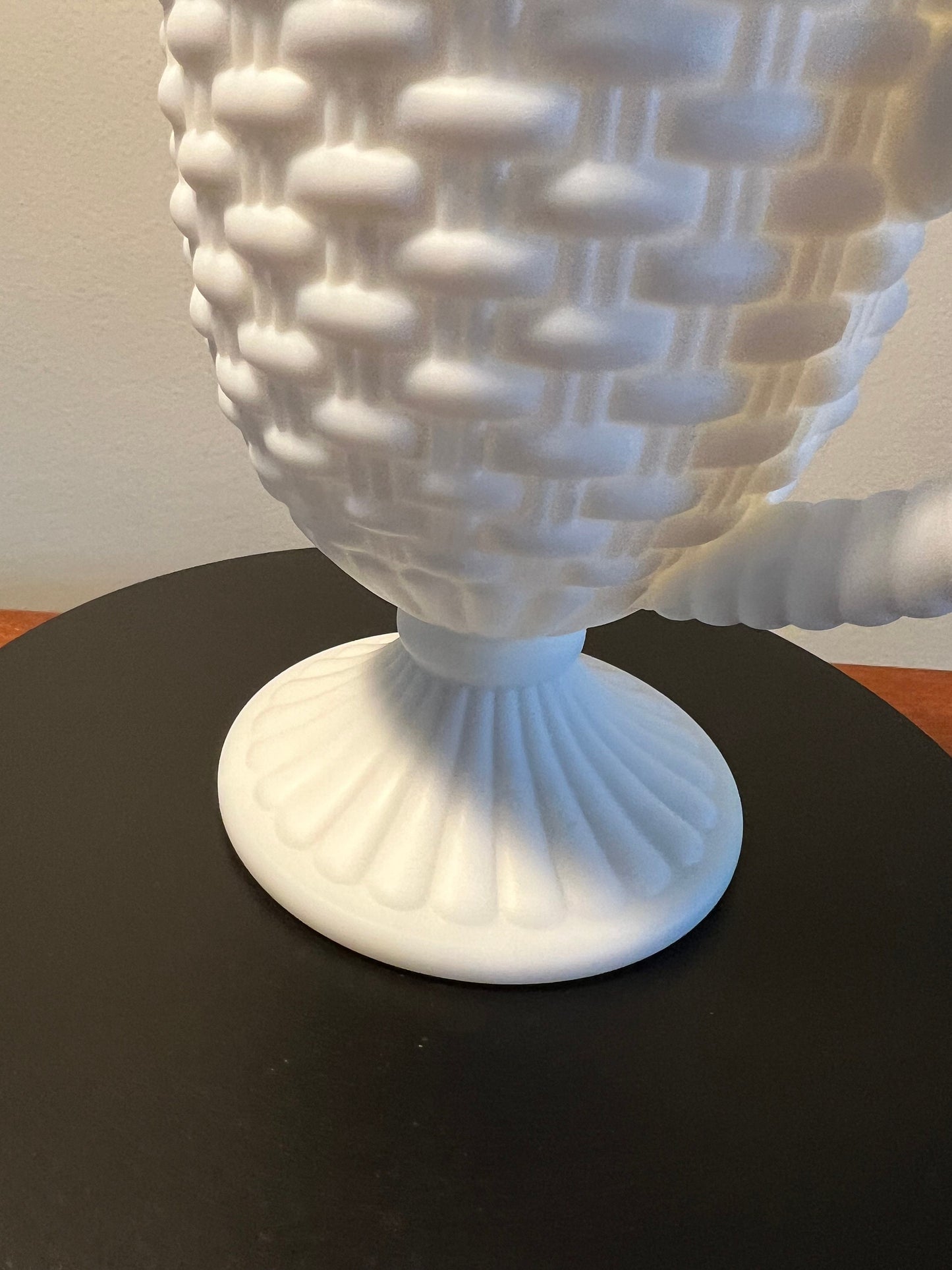 Vintage Imperial Glass Basket Weave Milk Glass Creamer Pitcher