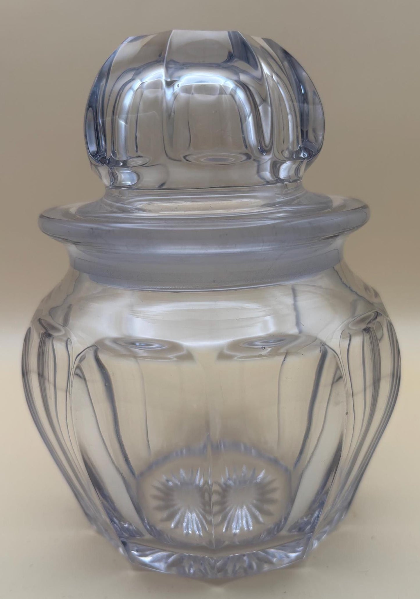 Antique Apothecary Jar with Lid Cut Crystal Glass Footed Vase Lover Antiques and Vintage