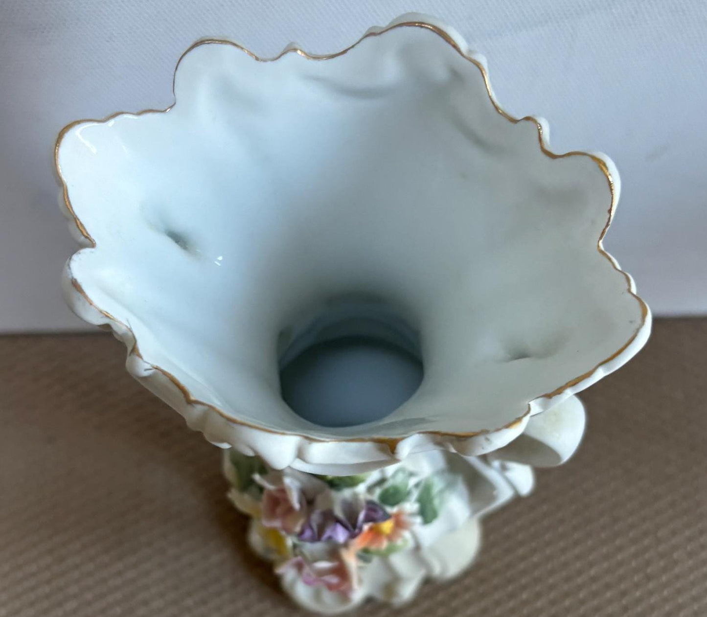 Vintage Lefton Vase with Double Handles Capodimonte Roses Hand Painted Porcelain Statue Number KW9209 Lover Antiques and Vintage