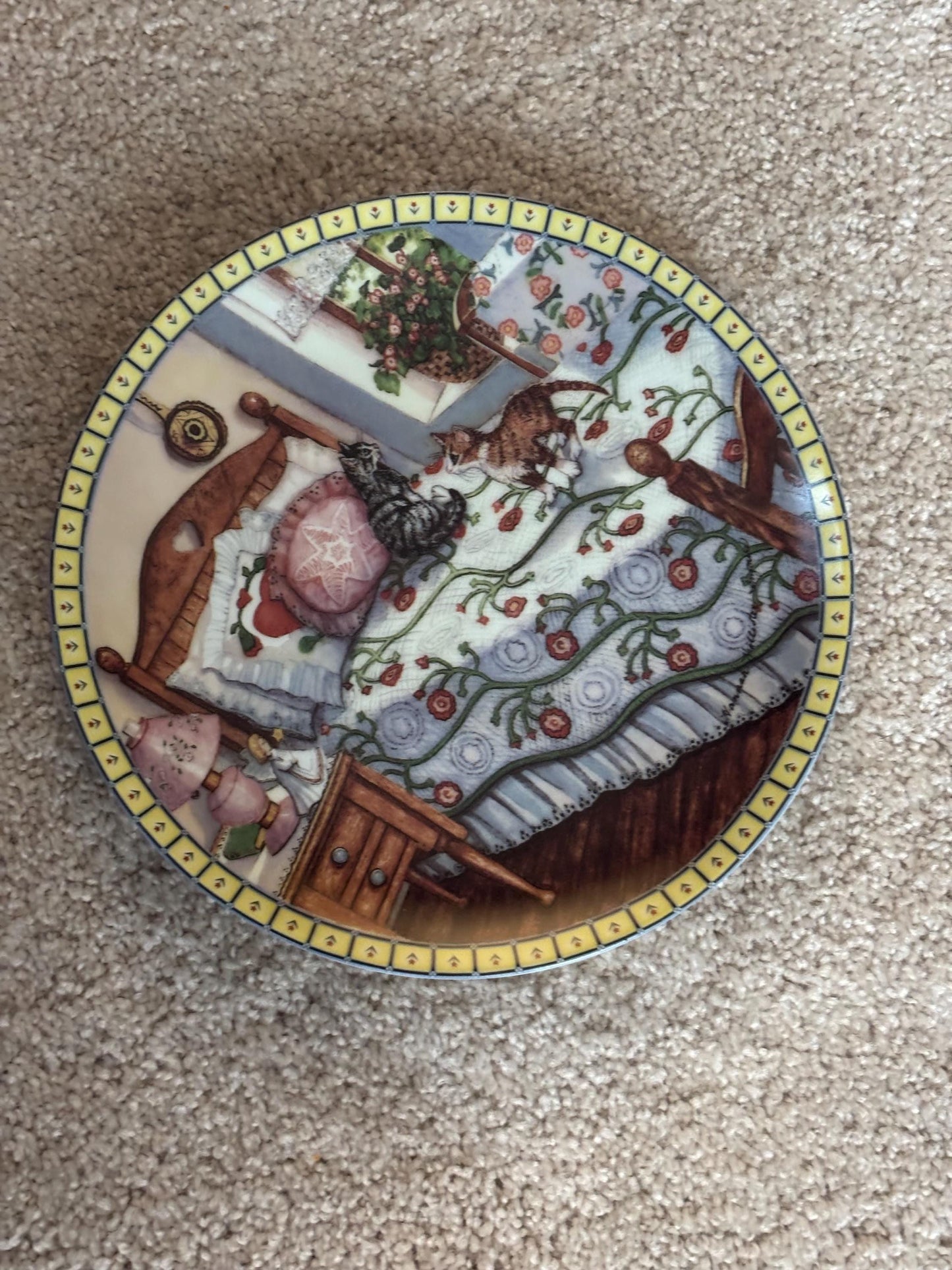 Series Sunny Spot Cat Plate, Lazy Morning, Edwin K. Knowles China Company, First Issue Limited Edition, Lover Antiques Vintage