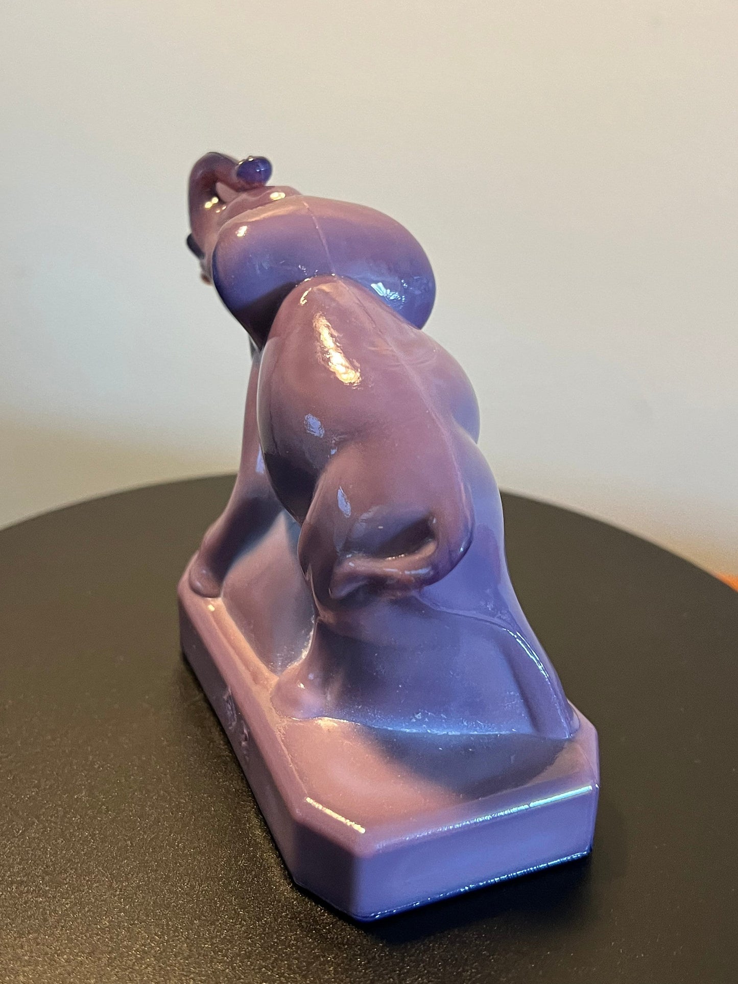 Vintage Boyd Lavender Glass Elephant Figurine: Zack, Trunk Up