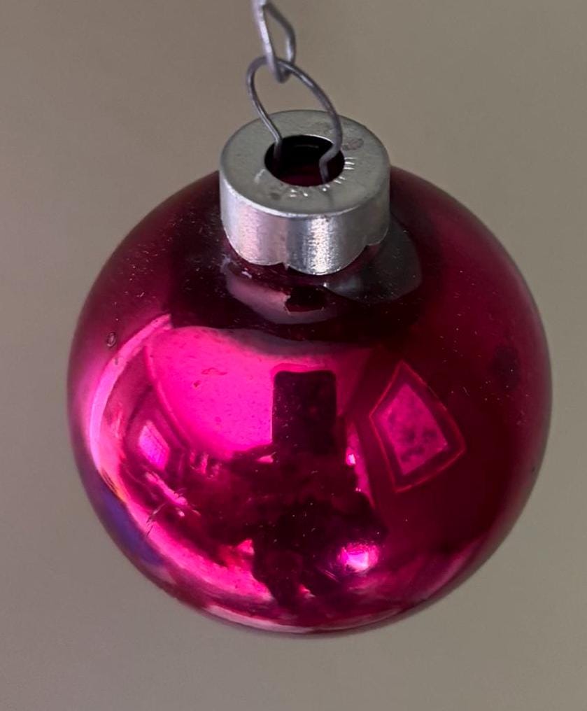 Pink Shiny Brite Striped Ball Ornament Circle Circa 1940’s Lover Antiques and Vintage