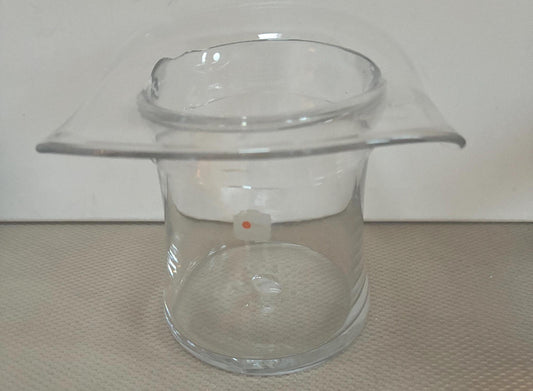 Vintage Hand Blown Clear Glass Hat Vase - Lover Antiques