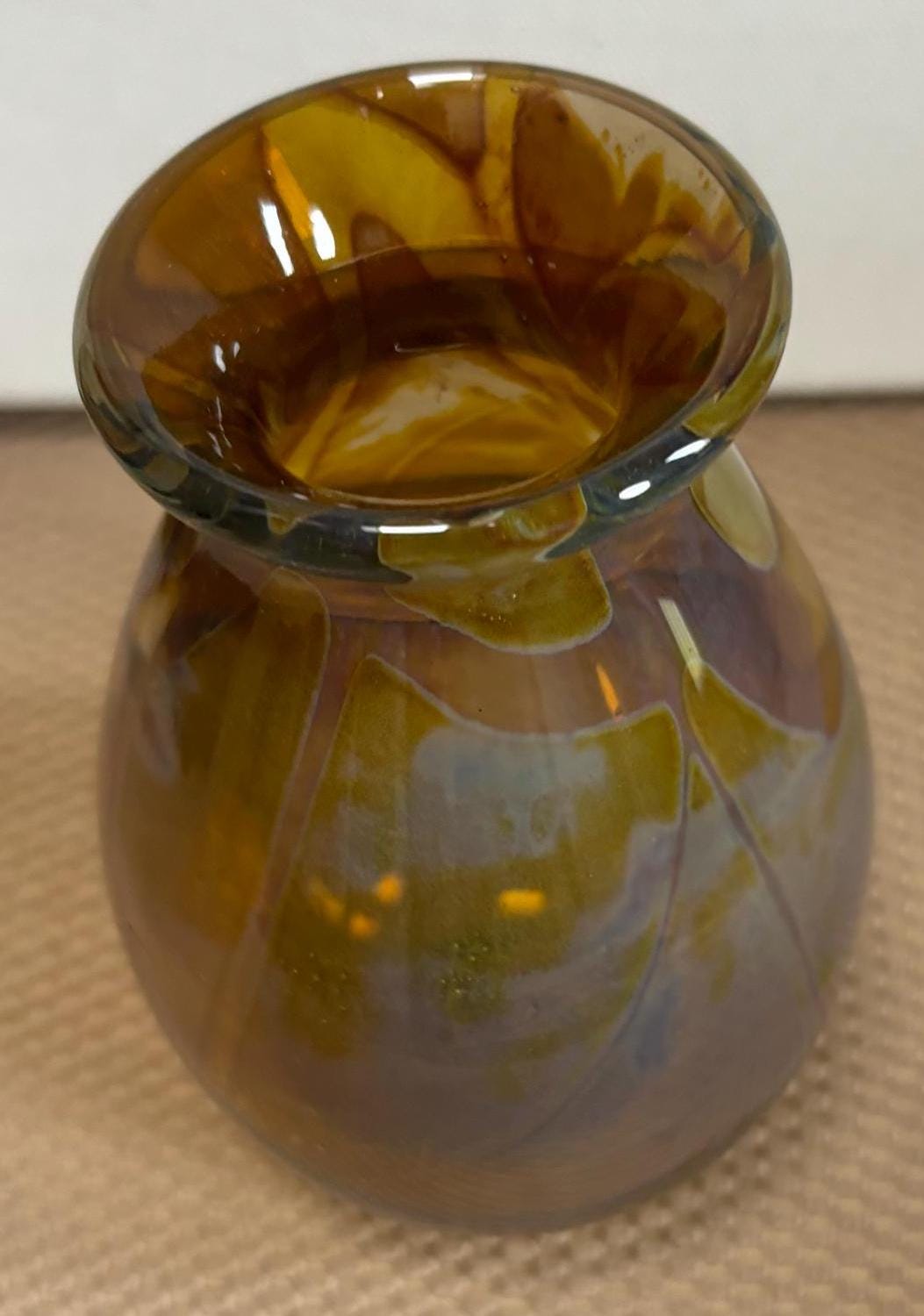 Vintage Hand Blown Vase: Signed D'Donnoa '76, Mountain Visions